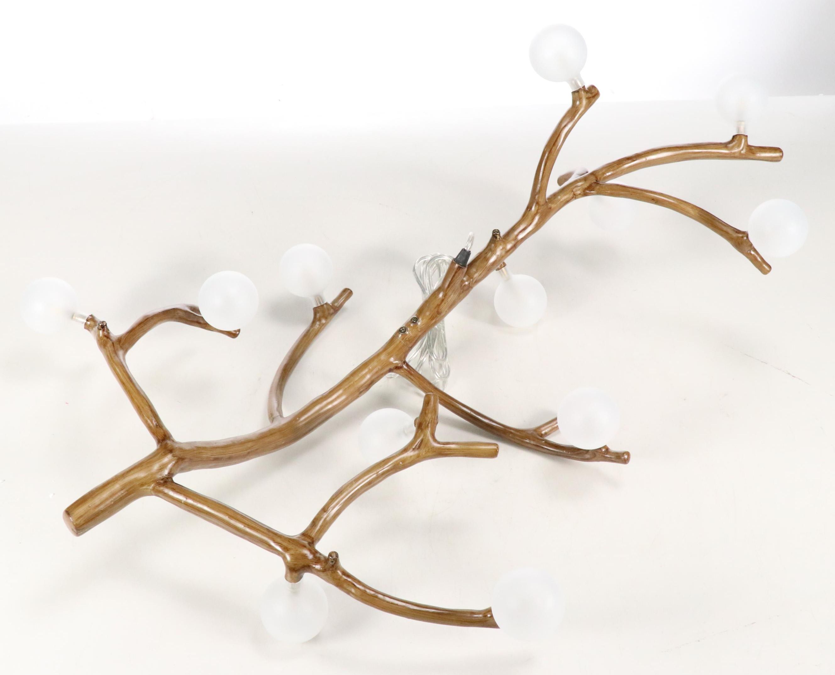 Faux Bois Finish Branch Chandelier, Contemporary