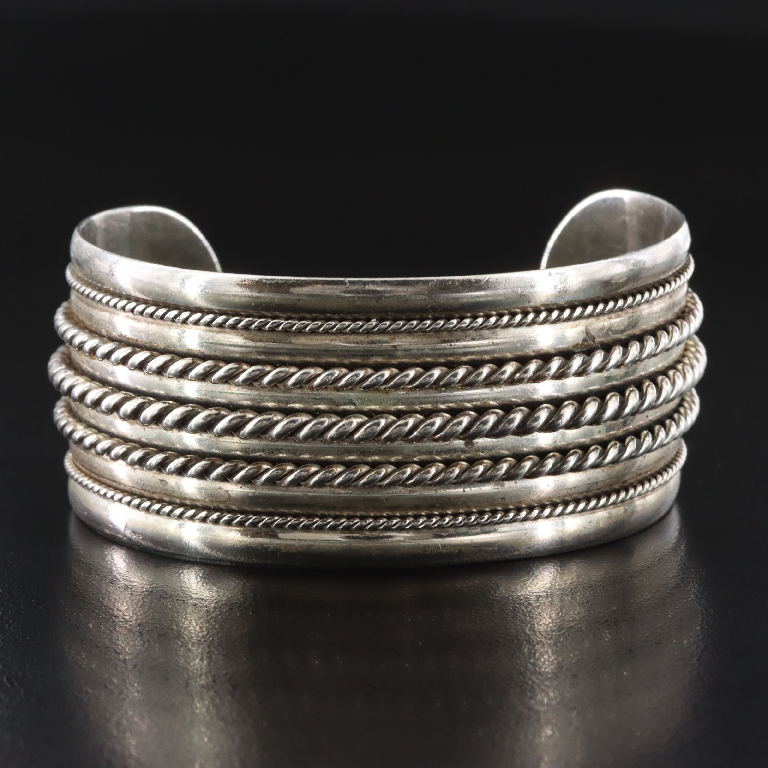 Sterling Rope Trimmed Cuff