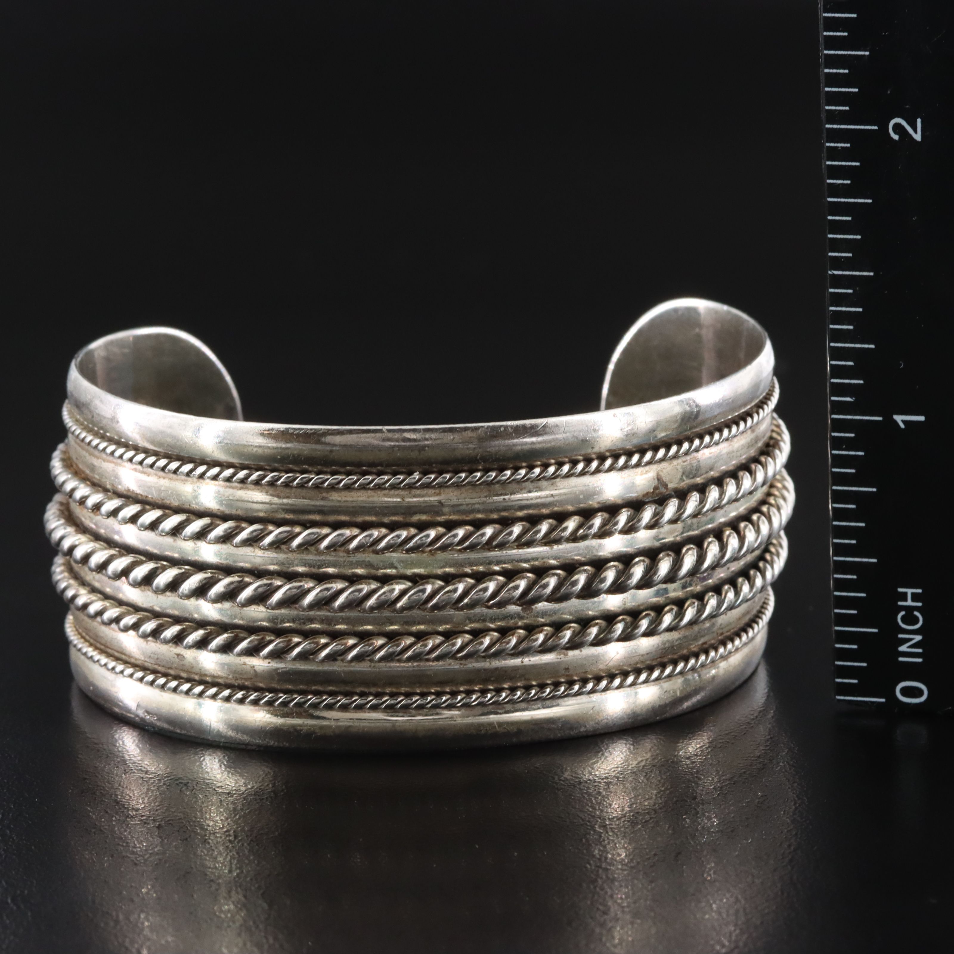Sterling Rope Trimmed Cuff