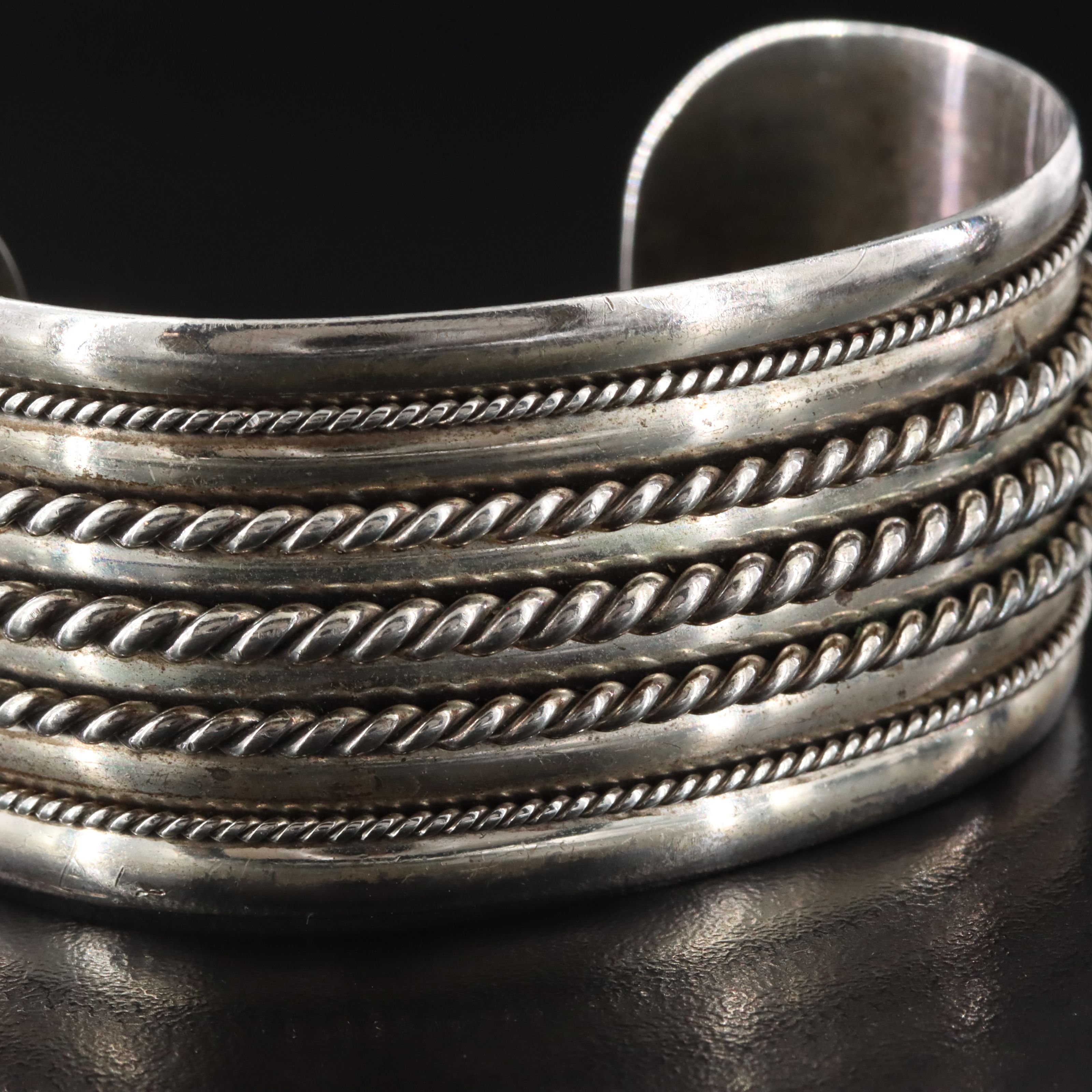 Sterling Rope Trimmed Cuff