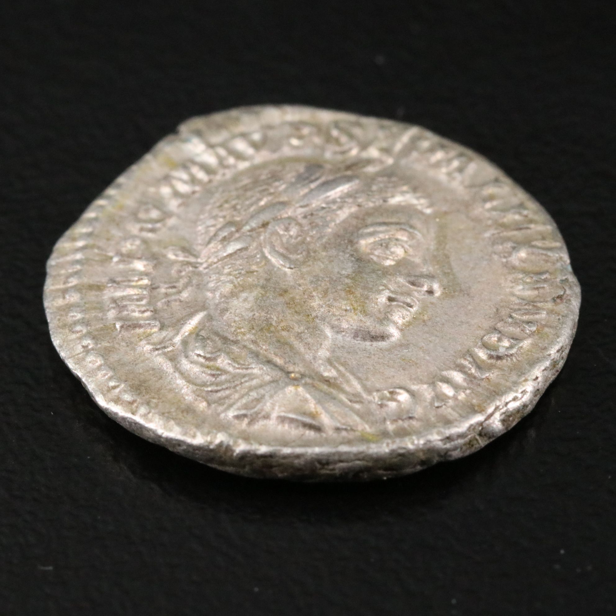 Ancient Roman Imperial AR Denarius Coin of Severus Alexander, ca. 223 A.D.