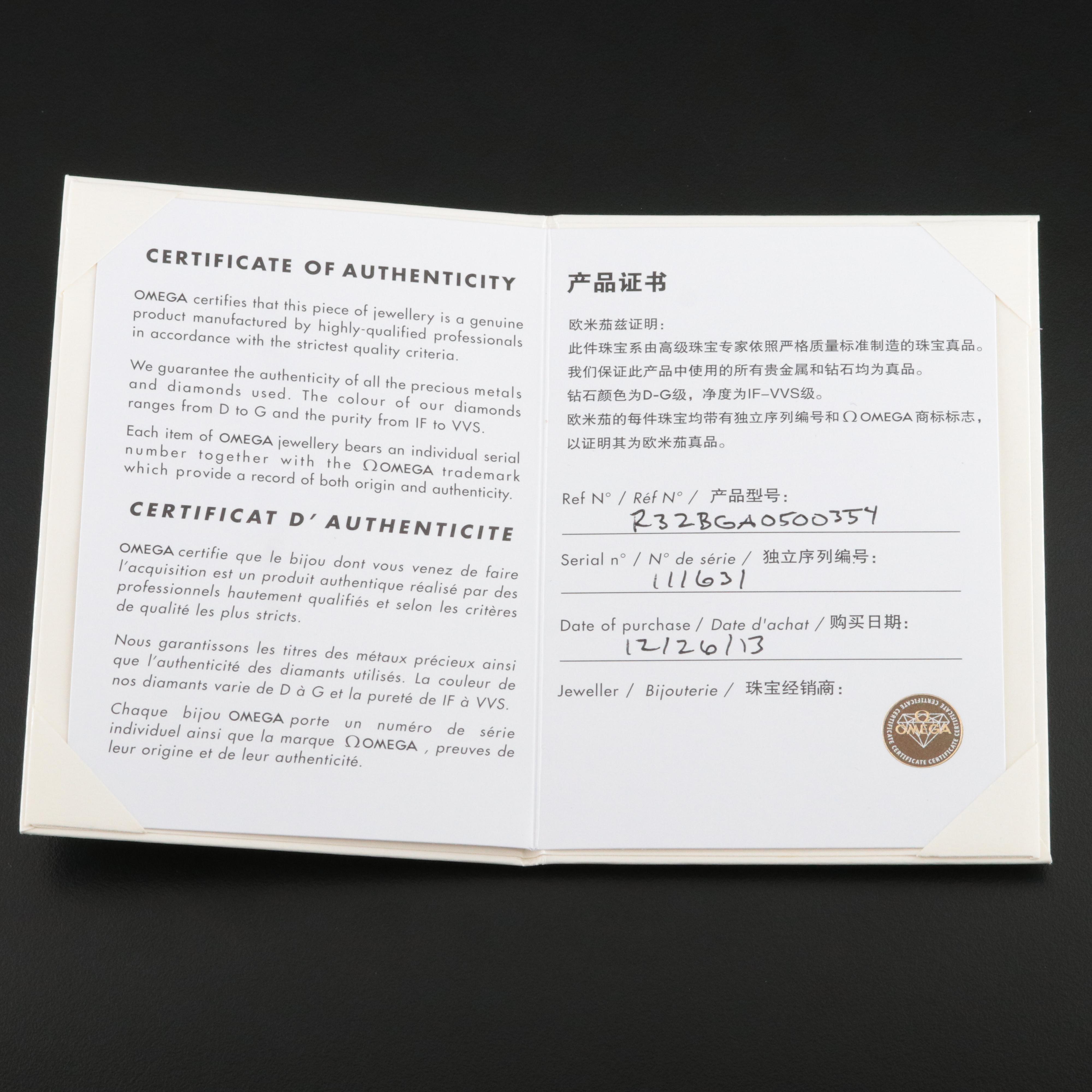 Omega Constellation 18K 0.40 CTW Pavé Diamond Ring with COA