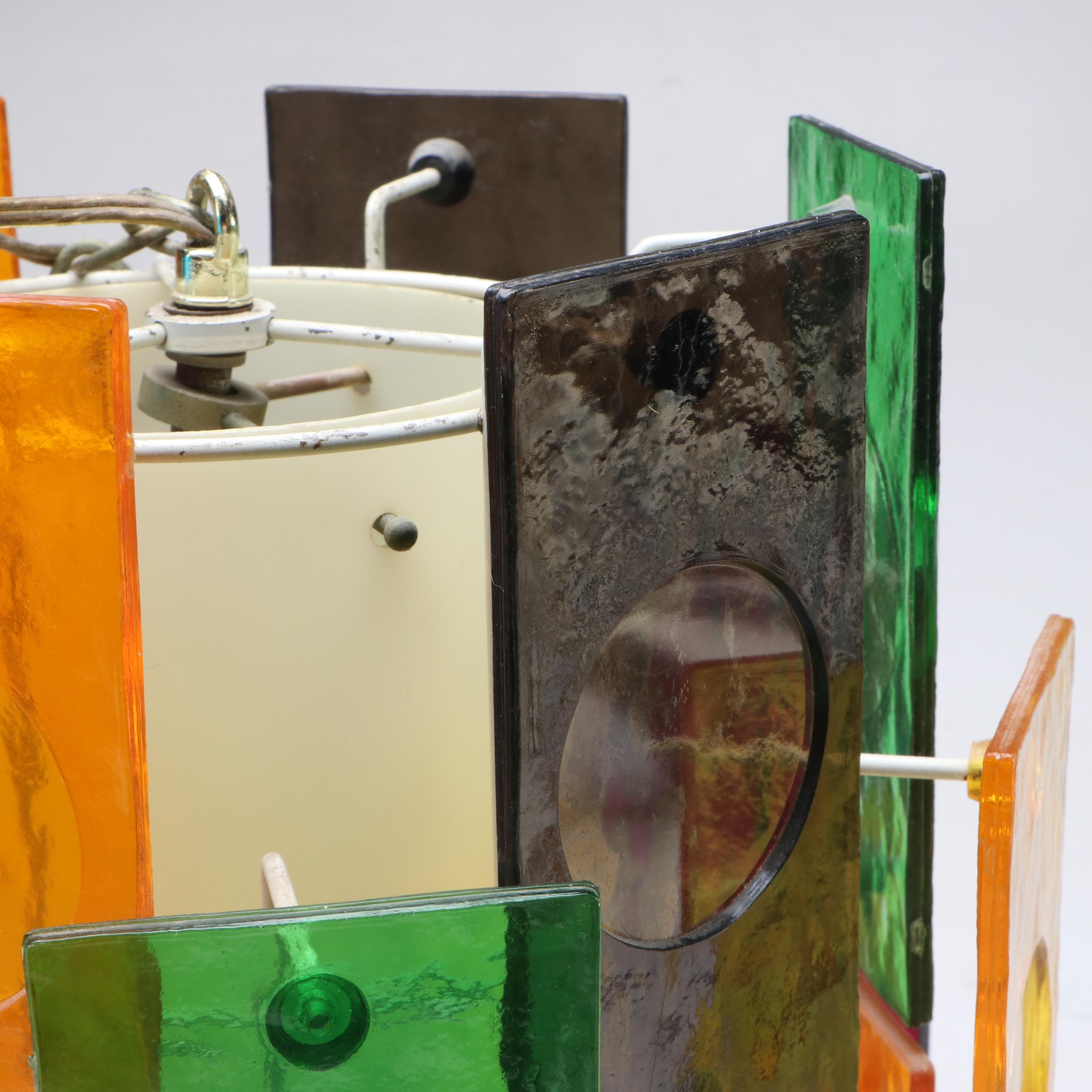 MCM Multicolor Plexiglass Retro Pendant Swag Light