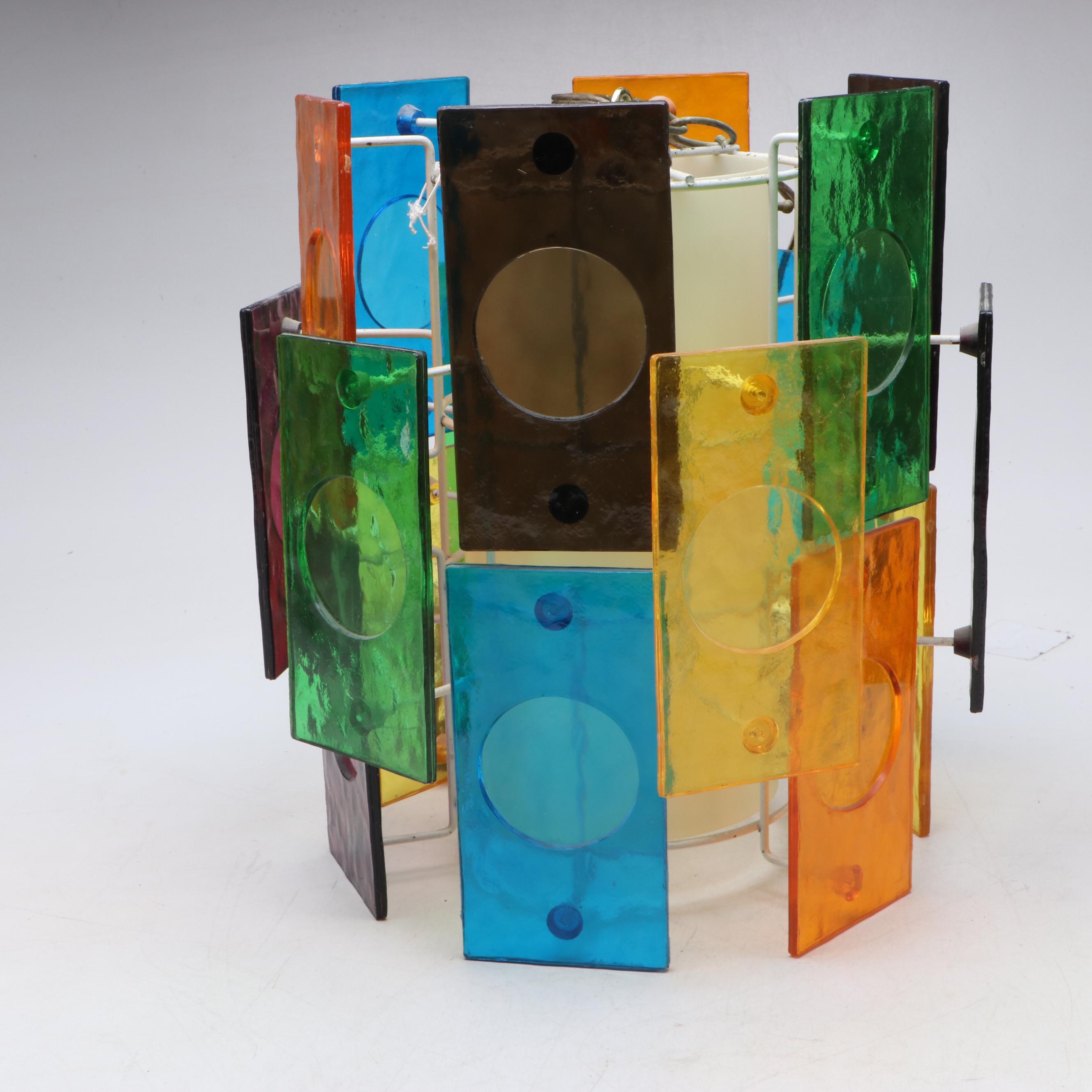 MCM Multicolor Plexiglass Retro Pendant Swag Light