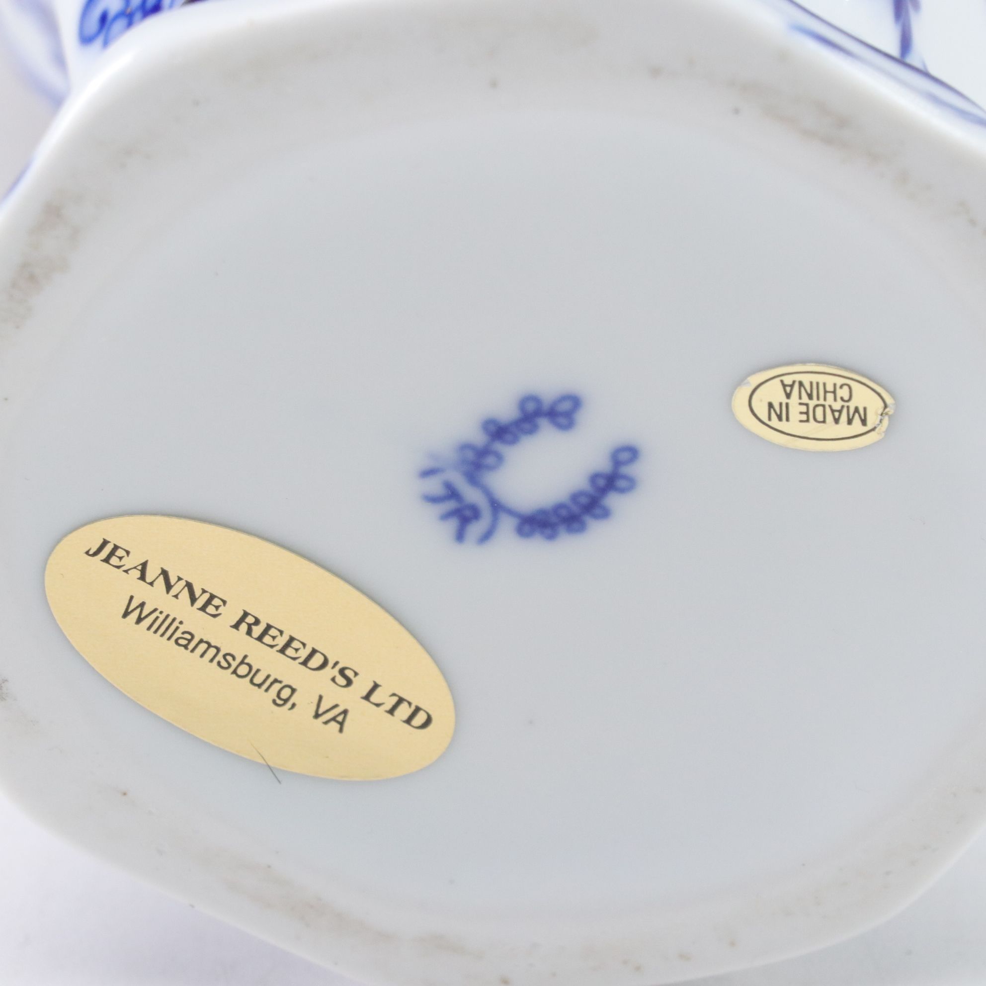 Jeanne Reed Blue and White Porcelain Lidded Vase with Floral Motif