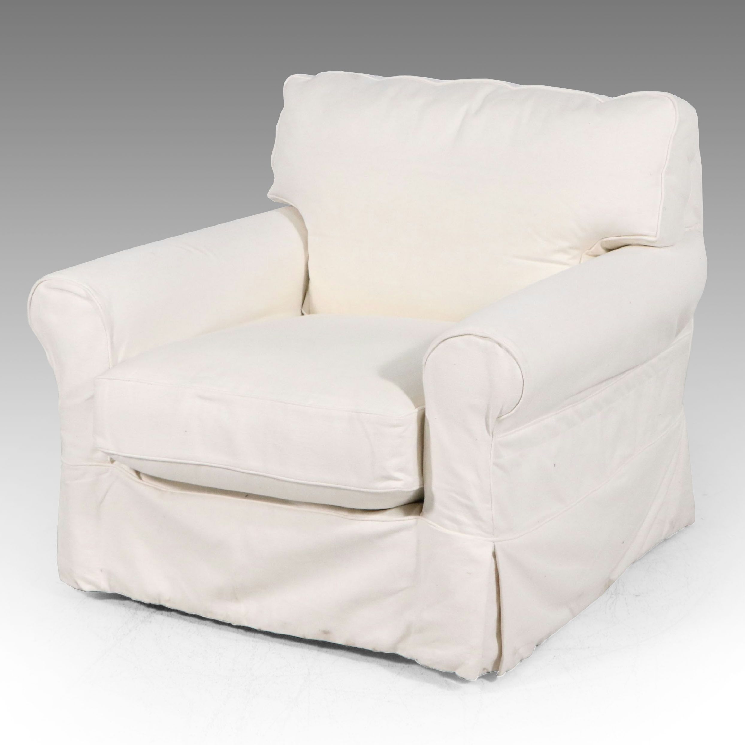 Arhaus Camden Collection Upholstered Swivel Armchair with Slipcover