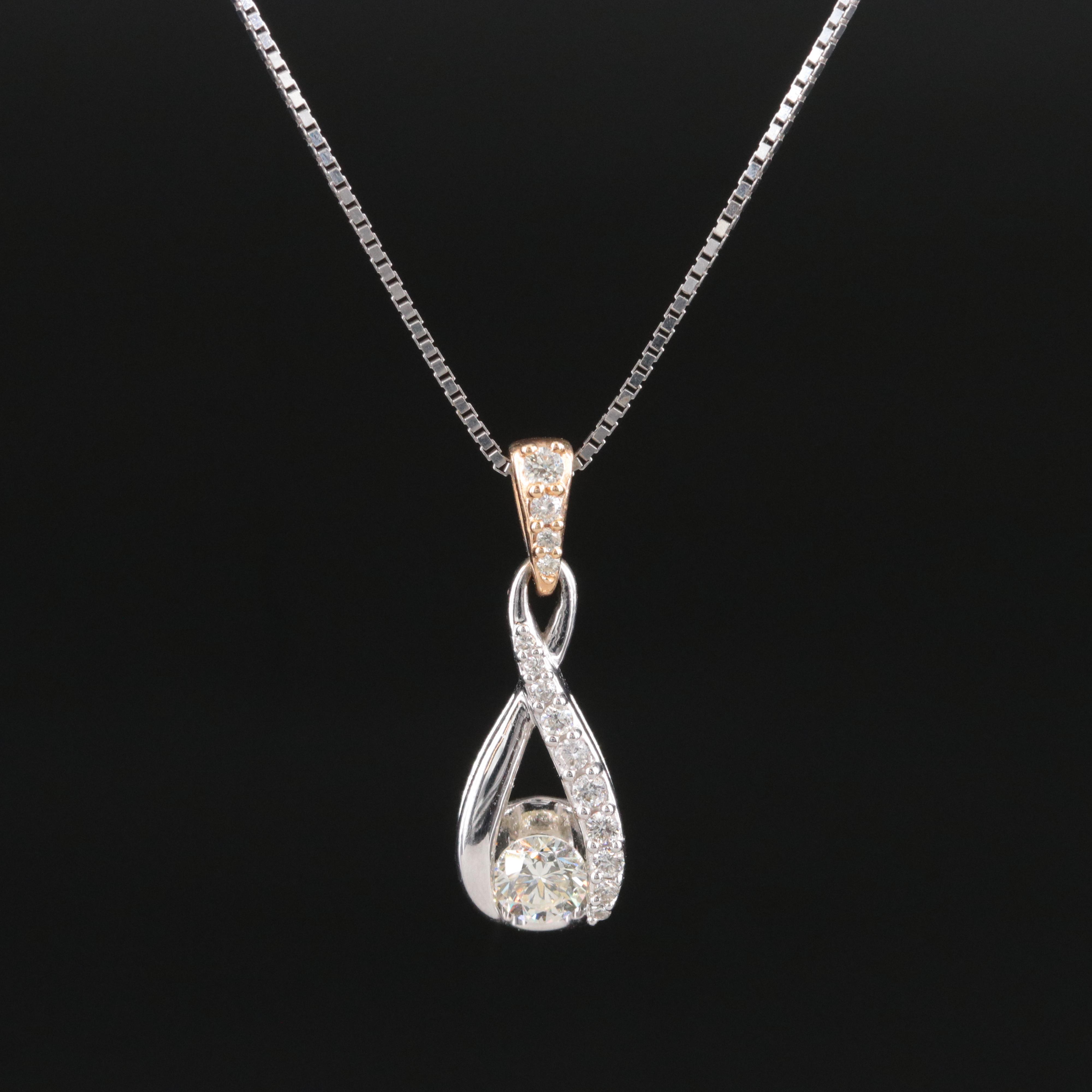 14K 0.50 CTW Diamond Pendant Necklace