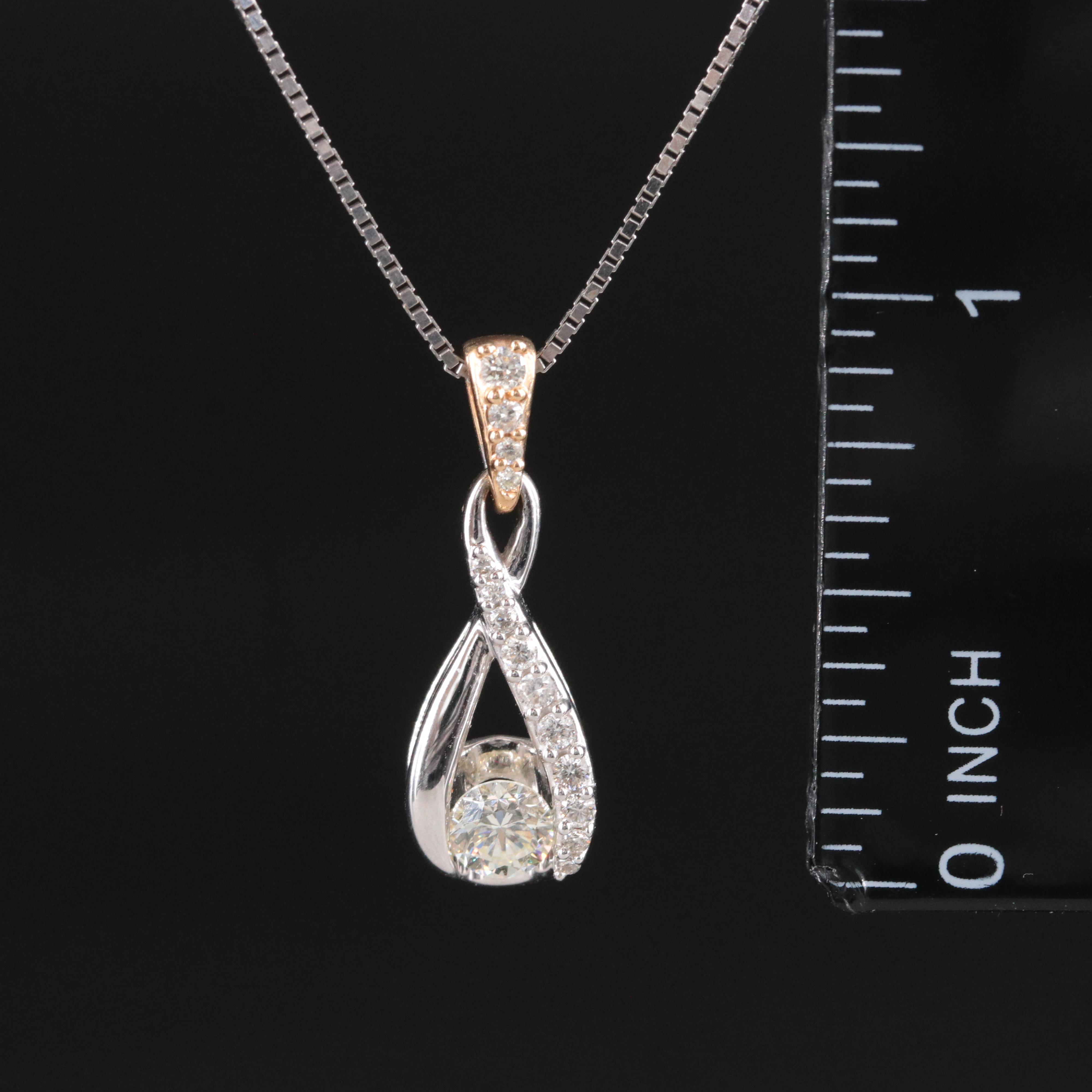 14K 0.50 CTW Diamond Pendant Necklace