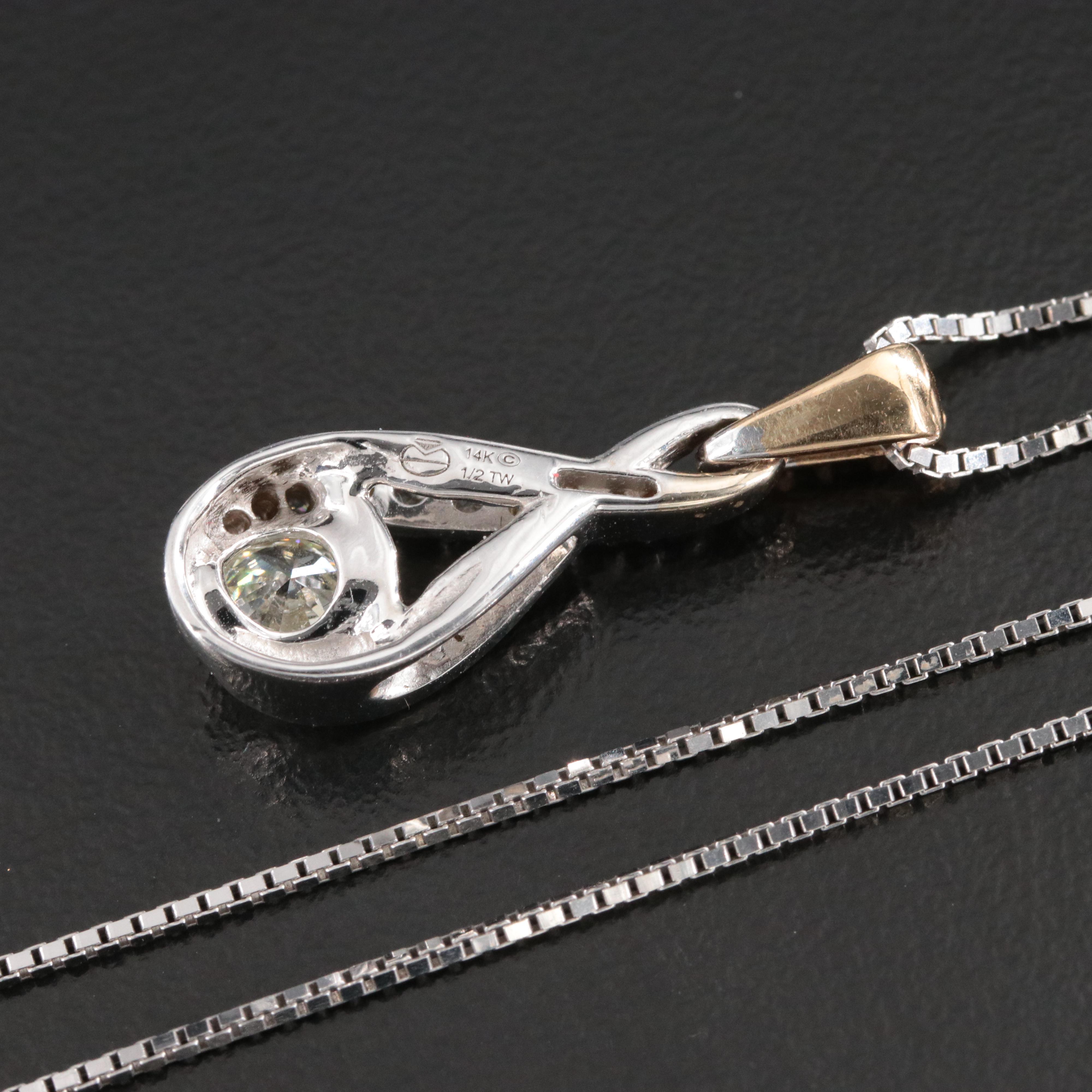 14K 0.50 CTW Diamond Pendant Necklace