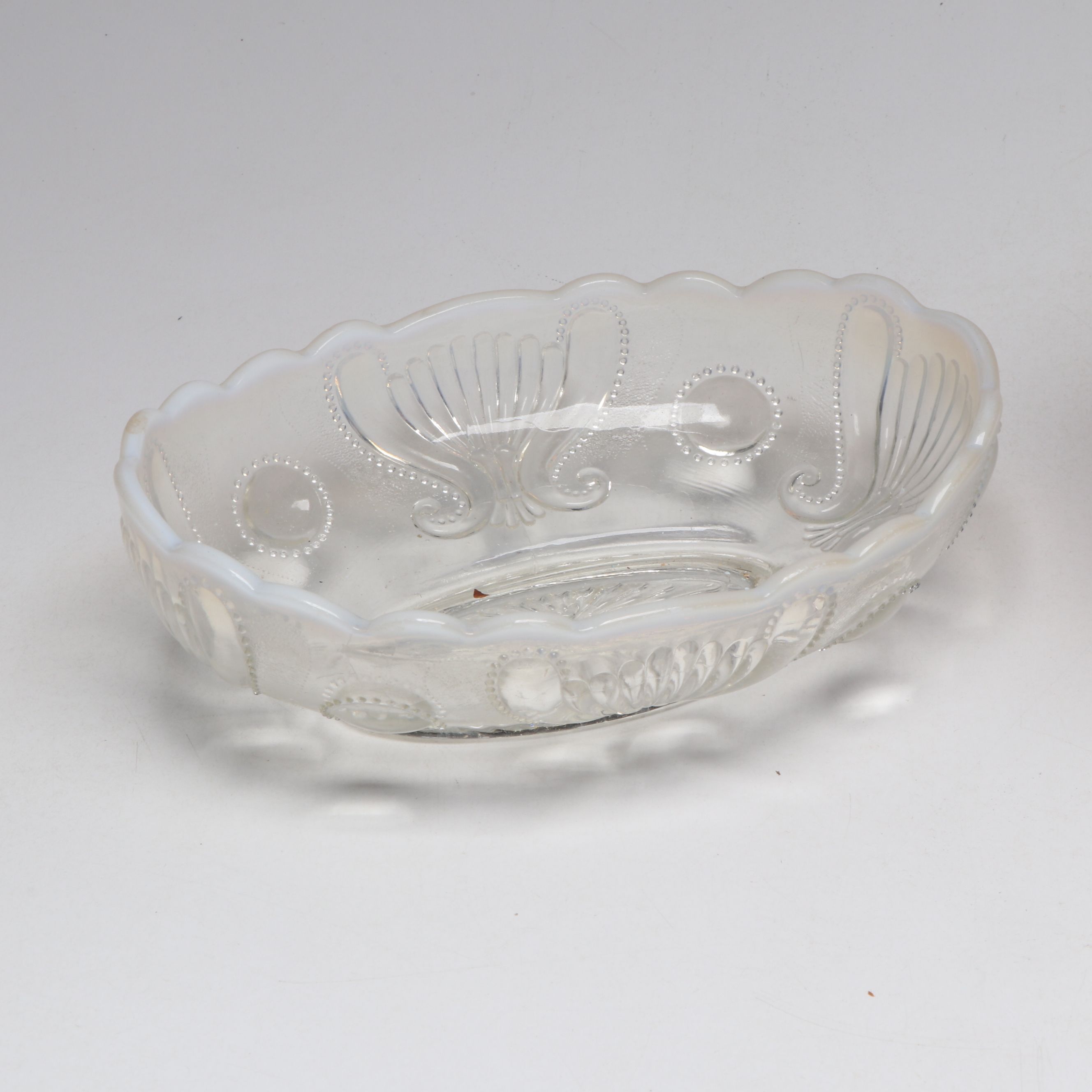 Custard Glass Bell, Rainbow Crackle Blue Vase and Other Colored Glass Tableware