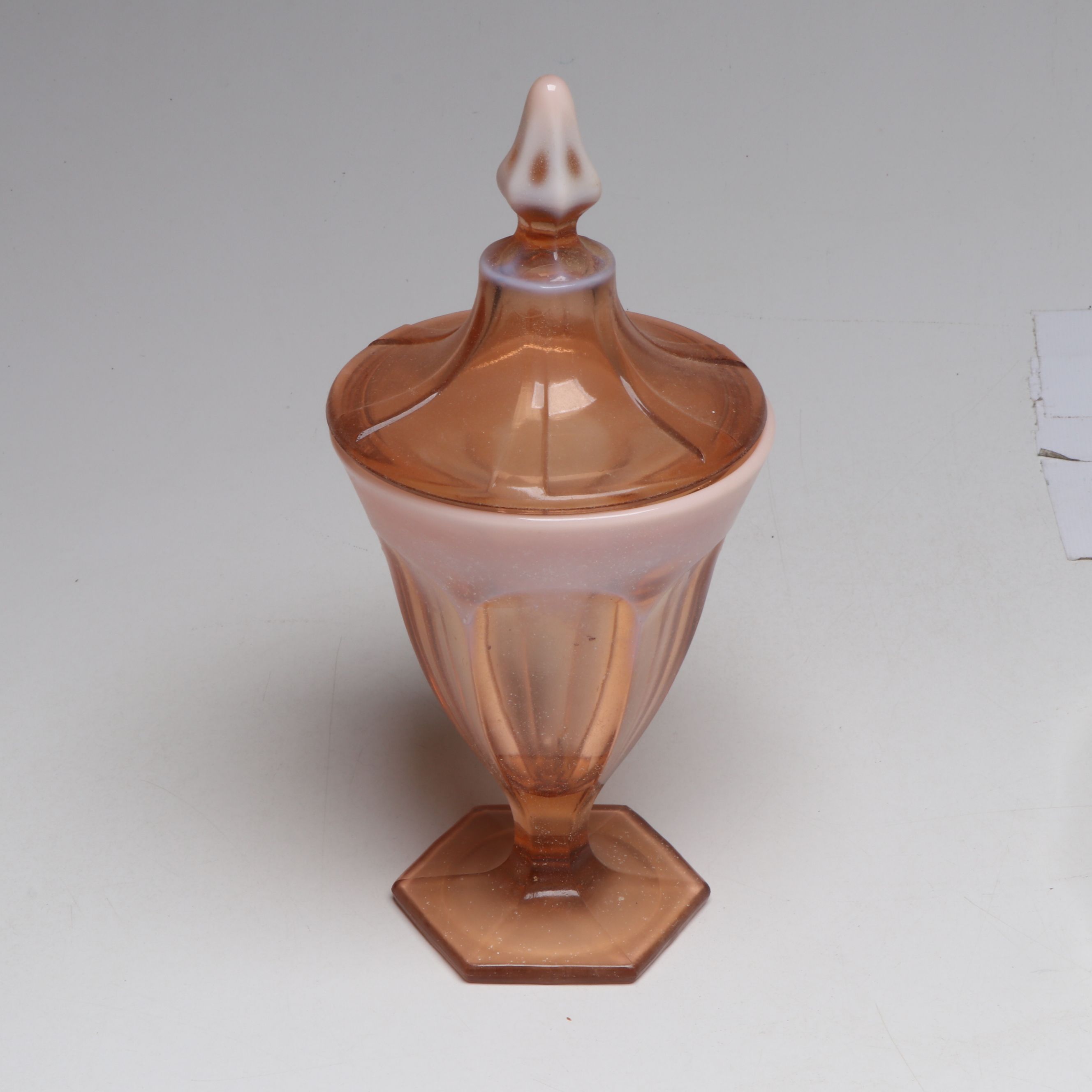 Custard Glass Bell, Rainbow Crackle Blue Vase and Other Colored Glass Tableware