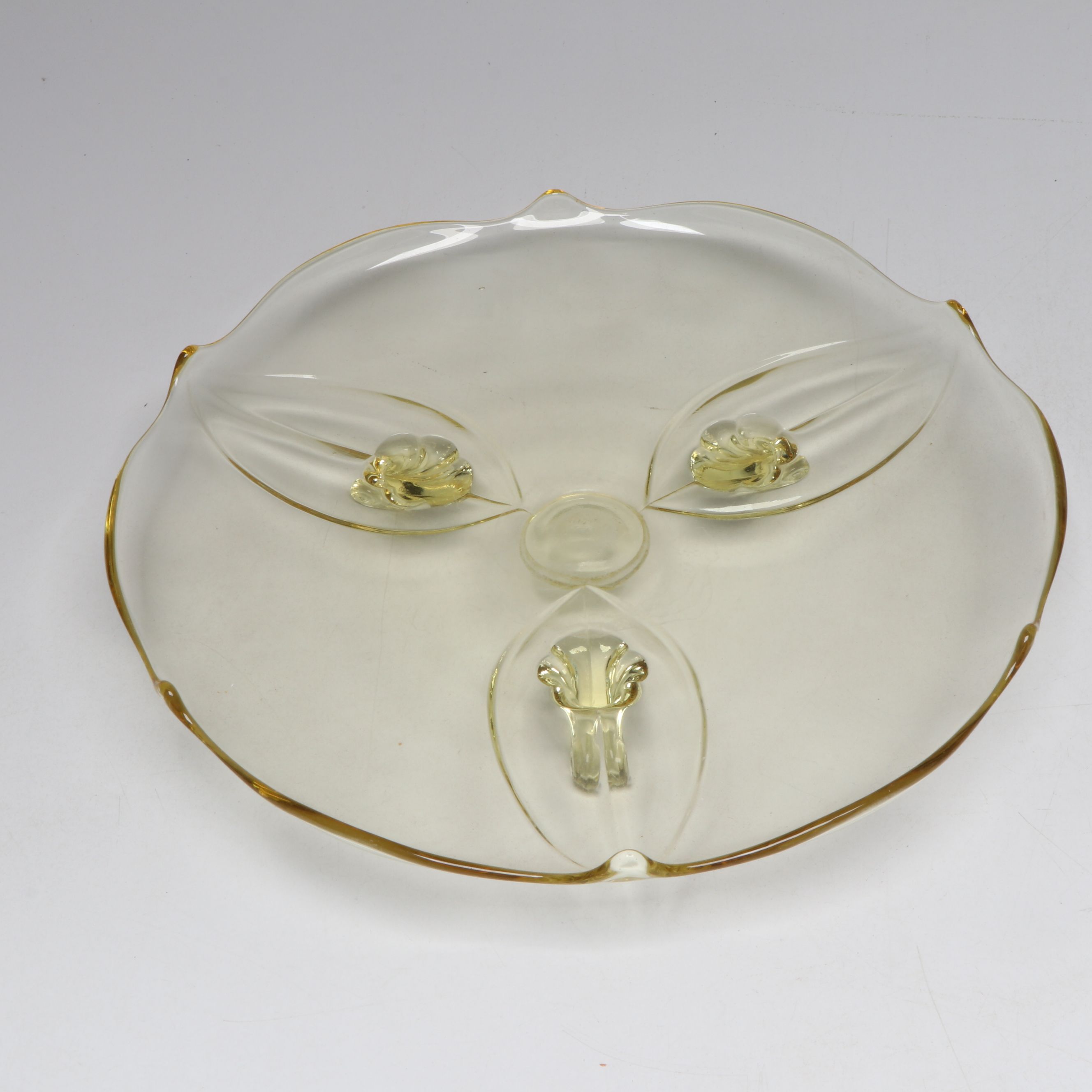 Custard Glass Bell, Rainbow Crackle Blue Vase and Other Colored Glass Tableware