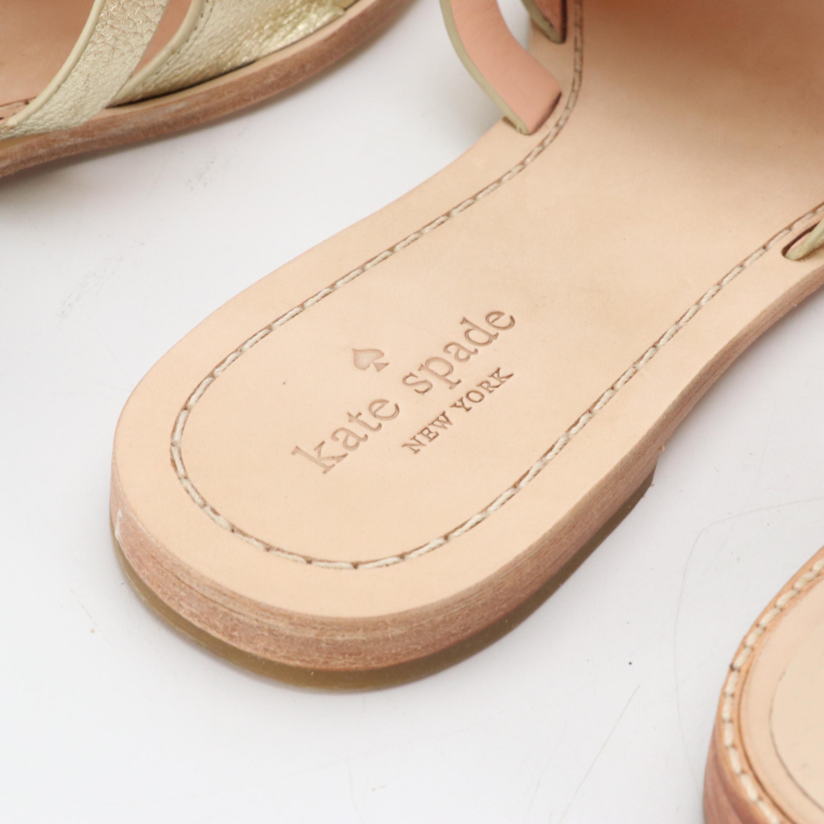 Kate Spade Coby Tassel and Sunset Pom-Pom Flat Sandals with Boxes