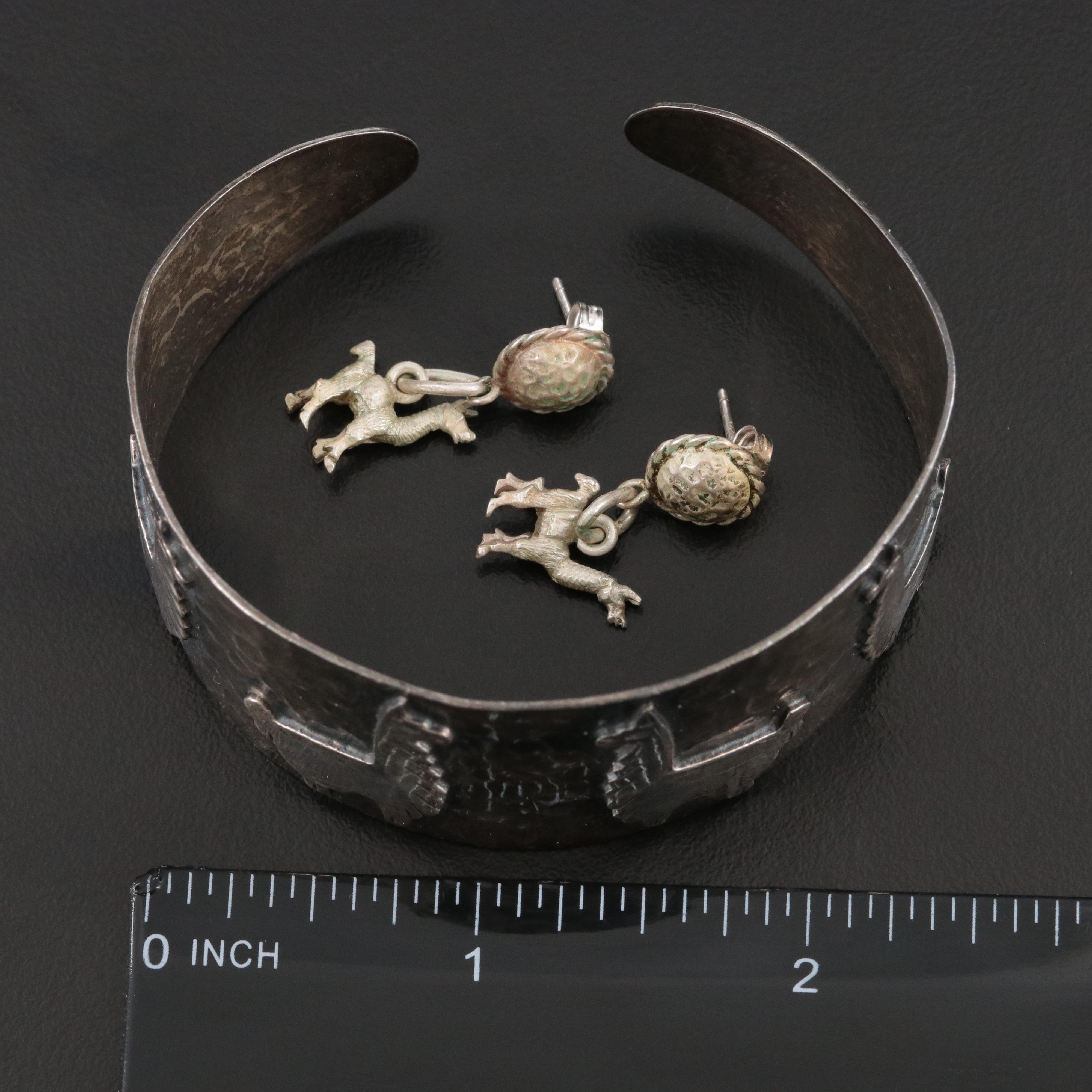 Sterling Llama Earrings and Peruvian Cuff