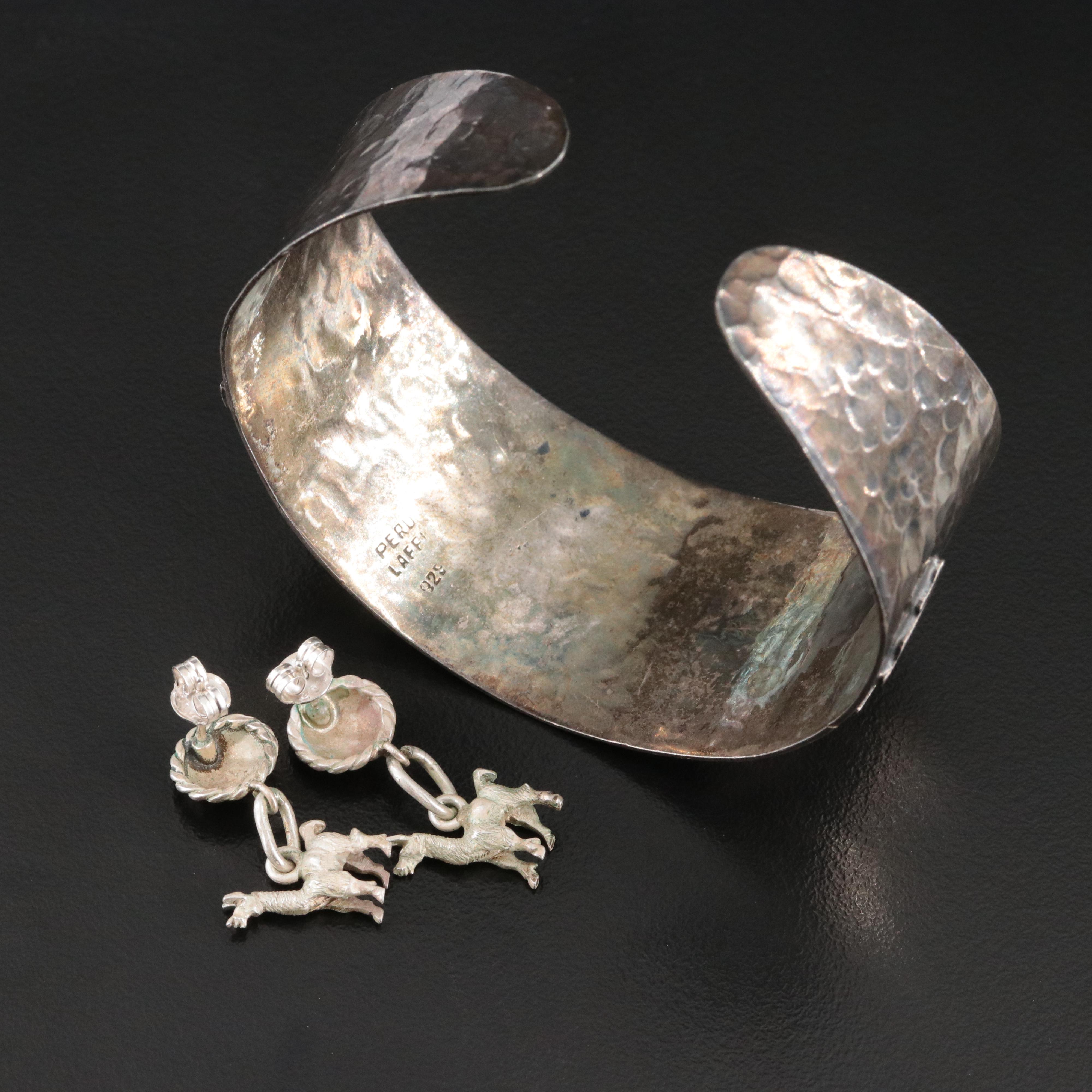 Sterling Llama Earrings and Peruvian Cuff