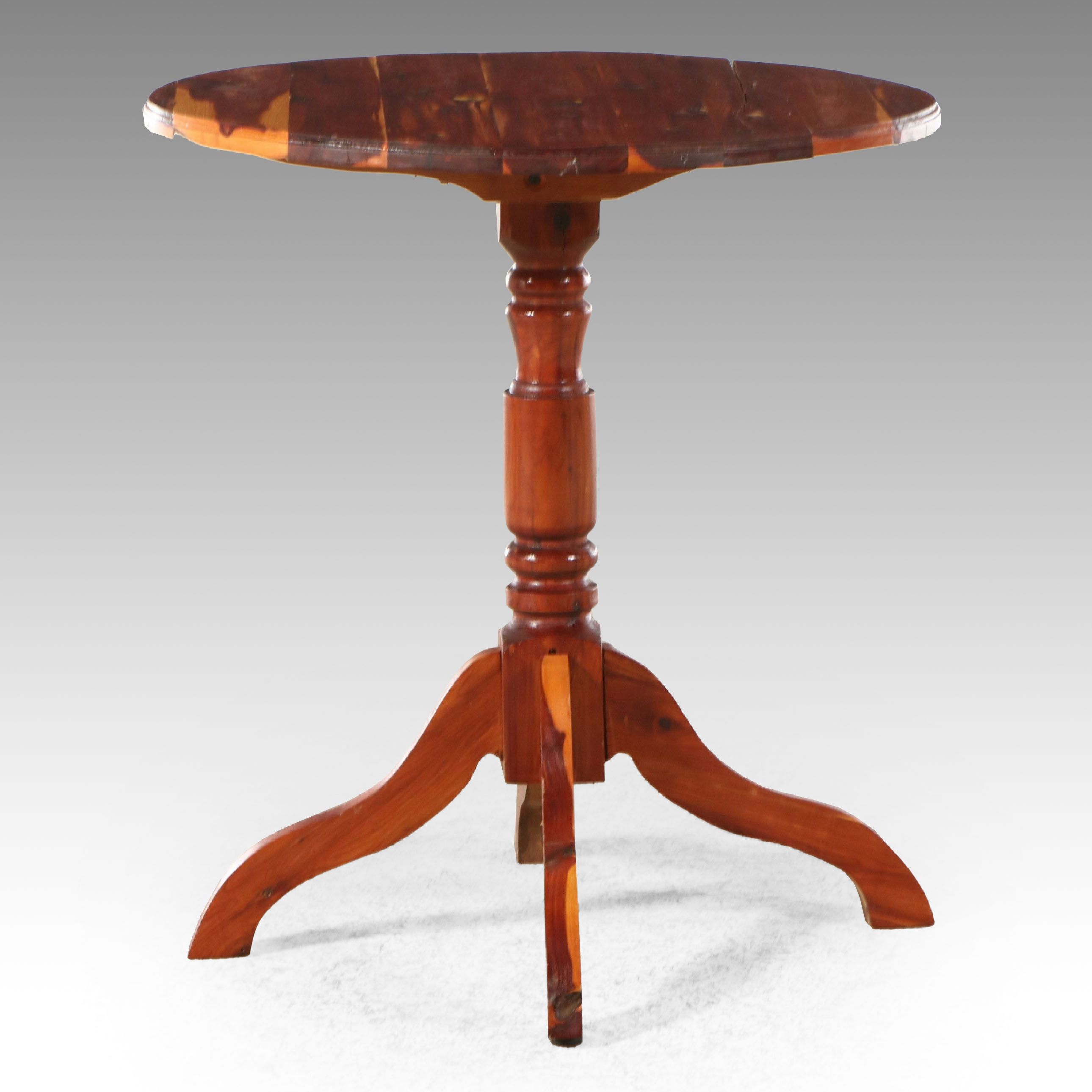 Federal Style Cedar and Mixed Wood Pedestal Table, Mid to Late 20th Century