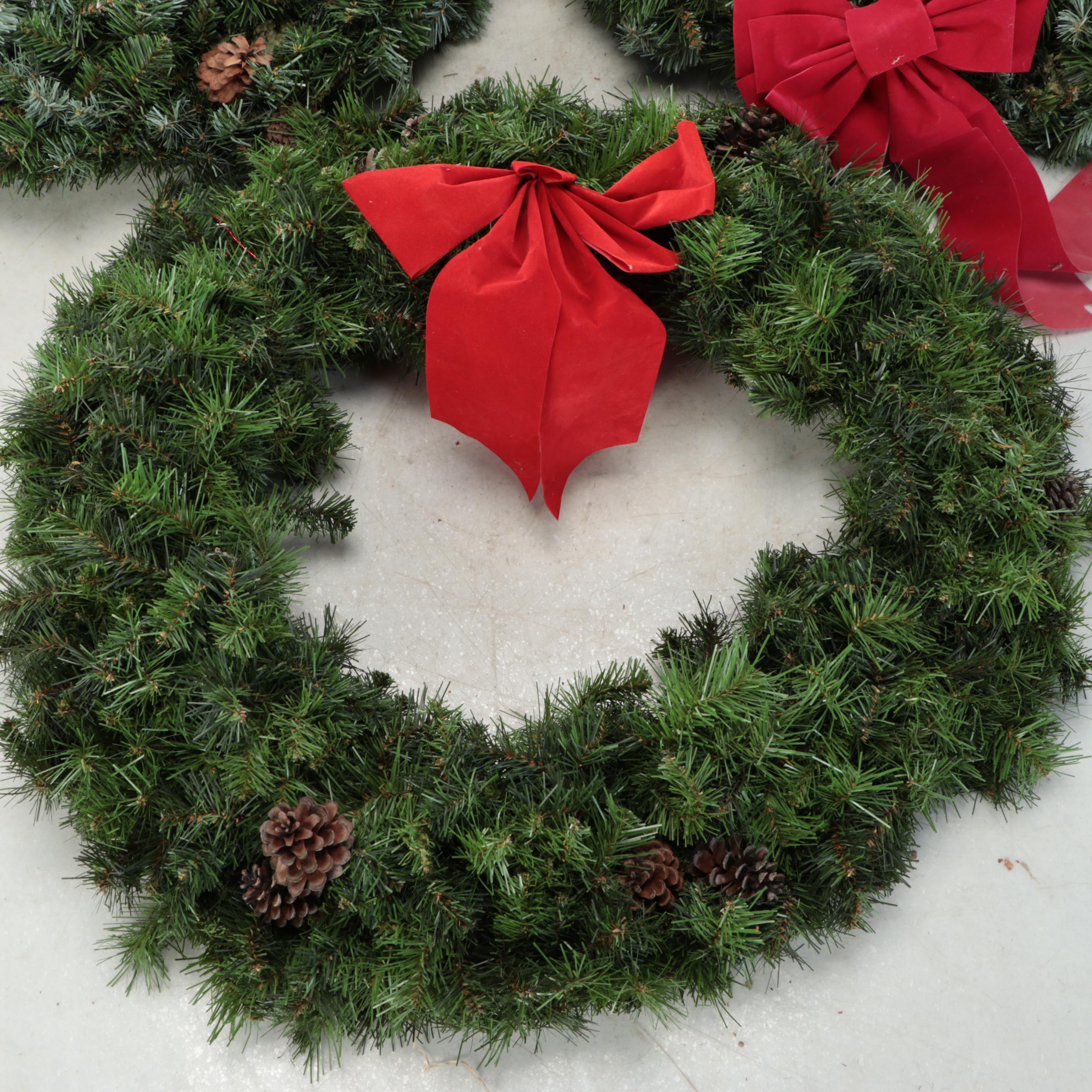 Artificial Pinecone and Bow Christmas Wreaths