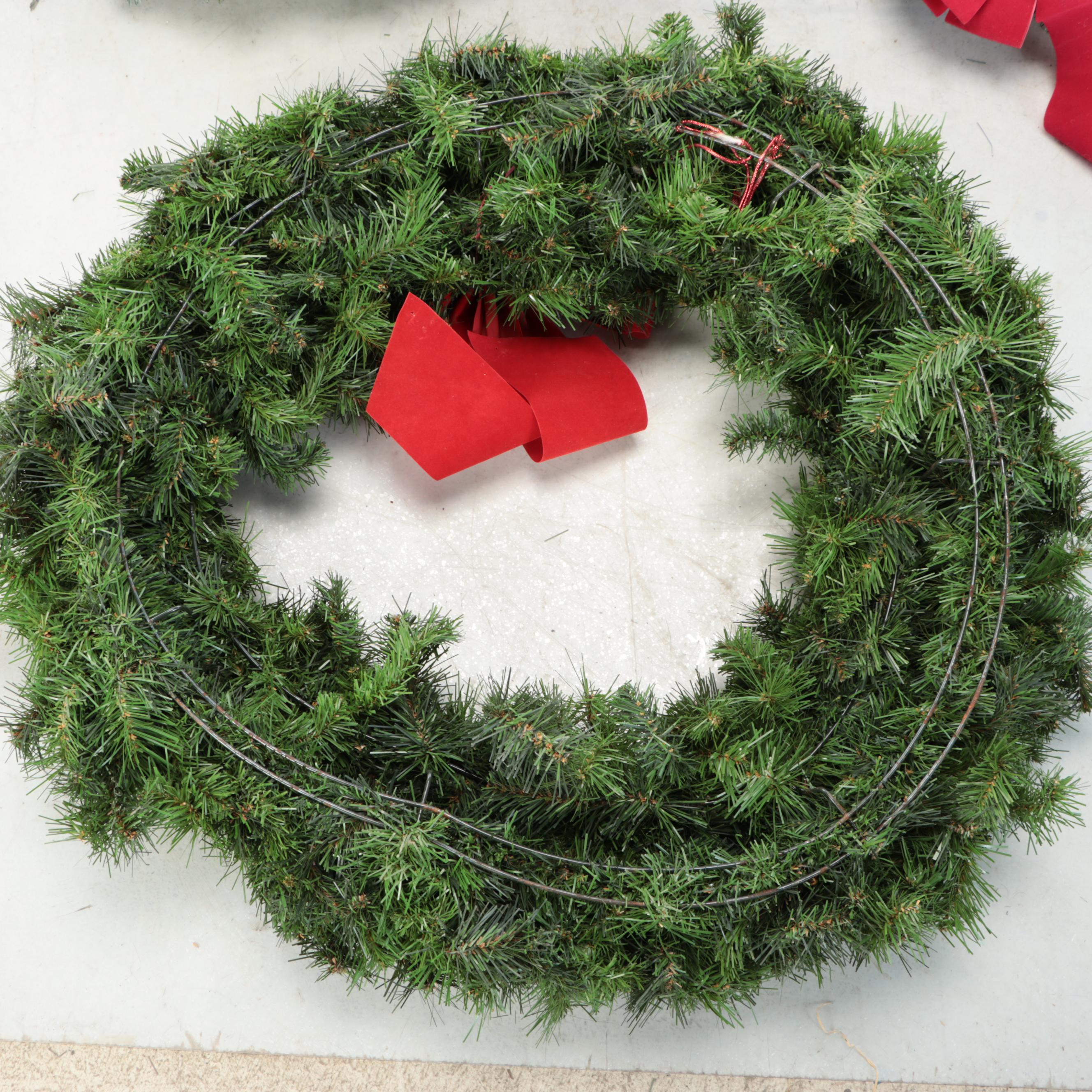 Artificial Pinecone and Bow Christmas Wreaths