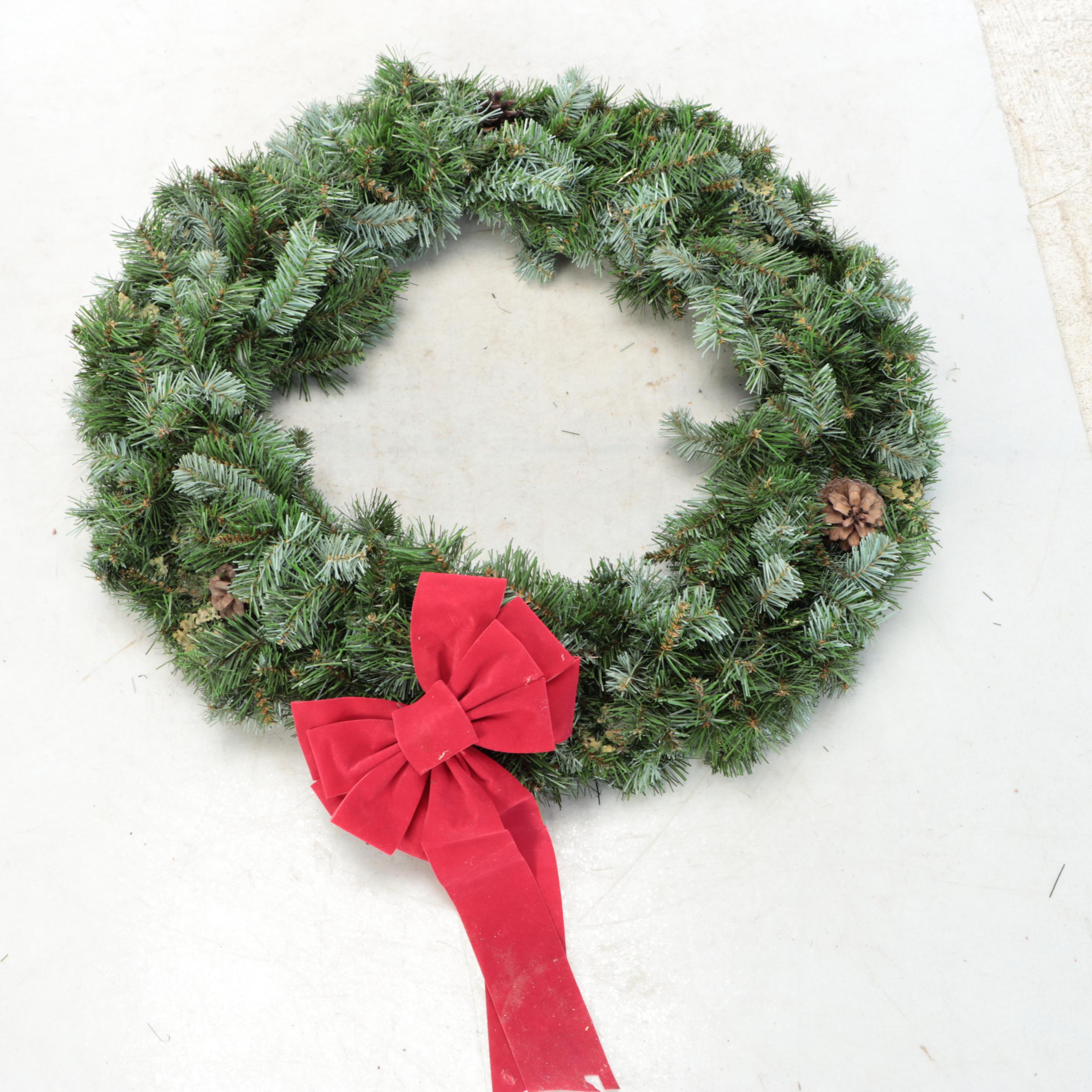 Artificial Pinecone and Bow Christmas Wreaths