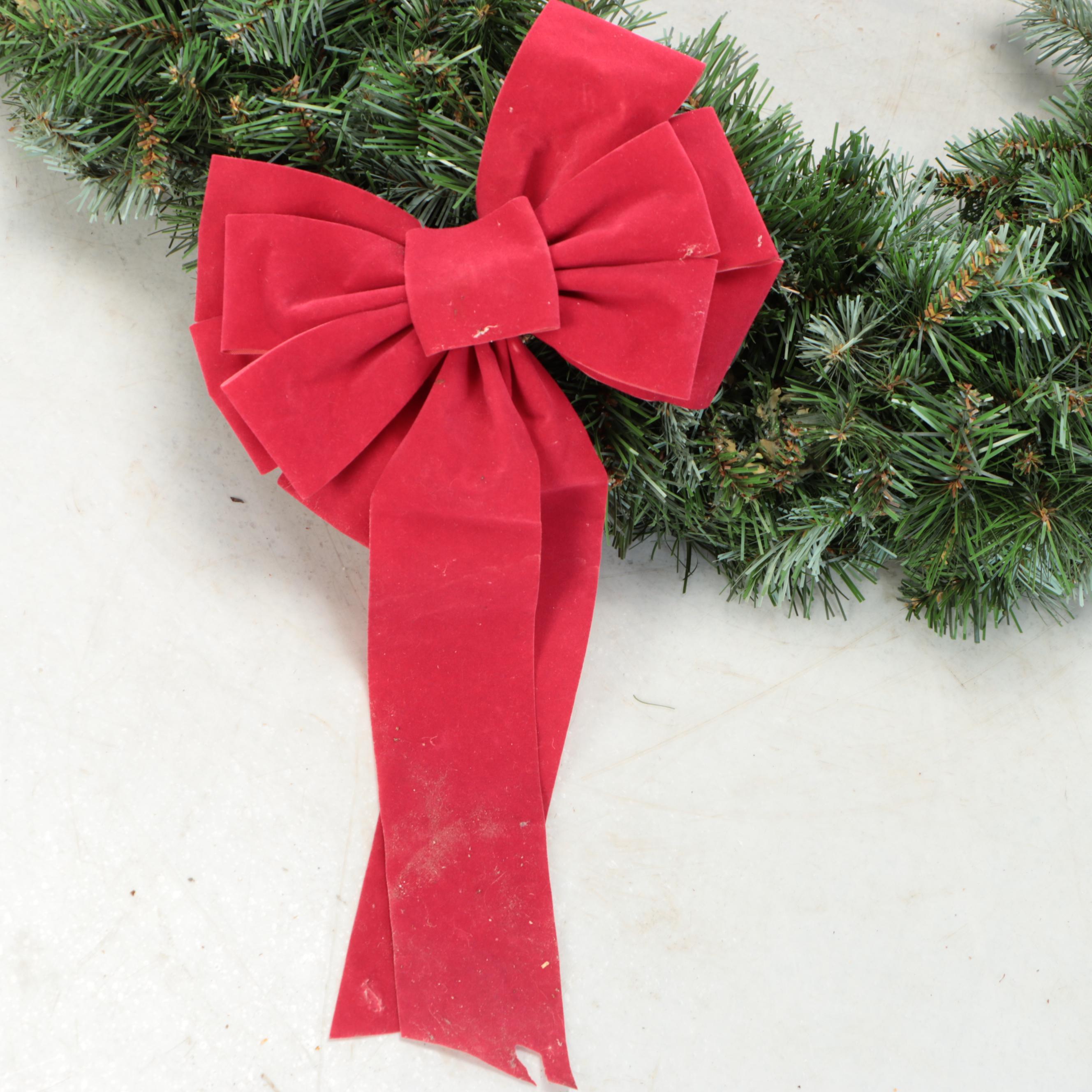 Artificial Pinecone and Bow Christmas Wreaths