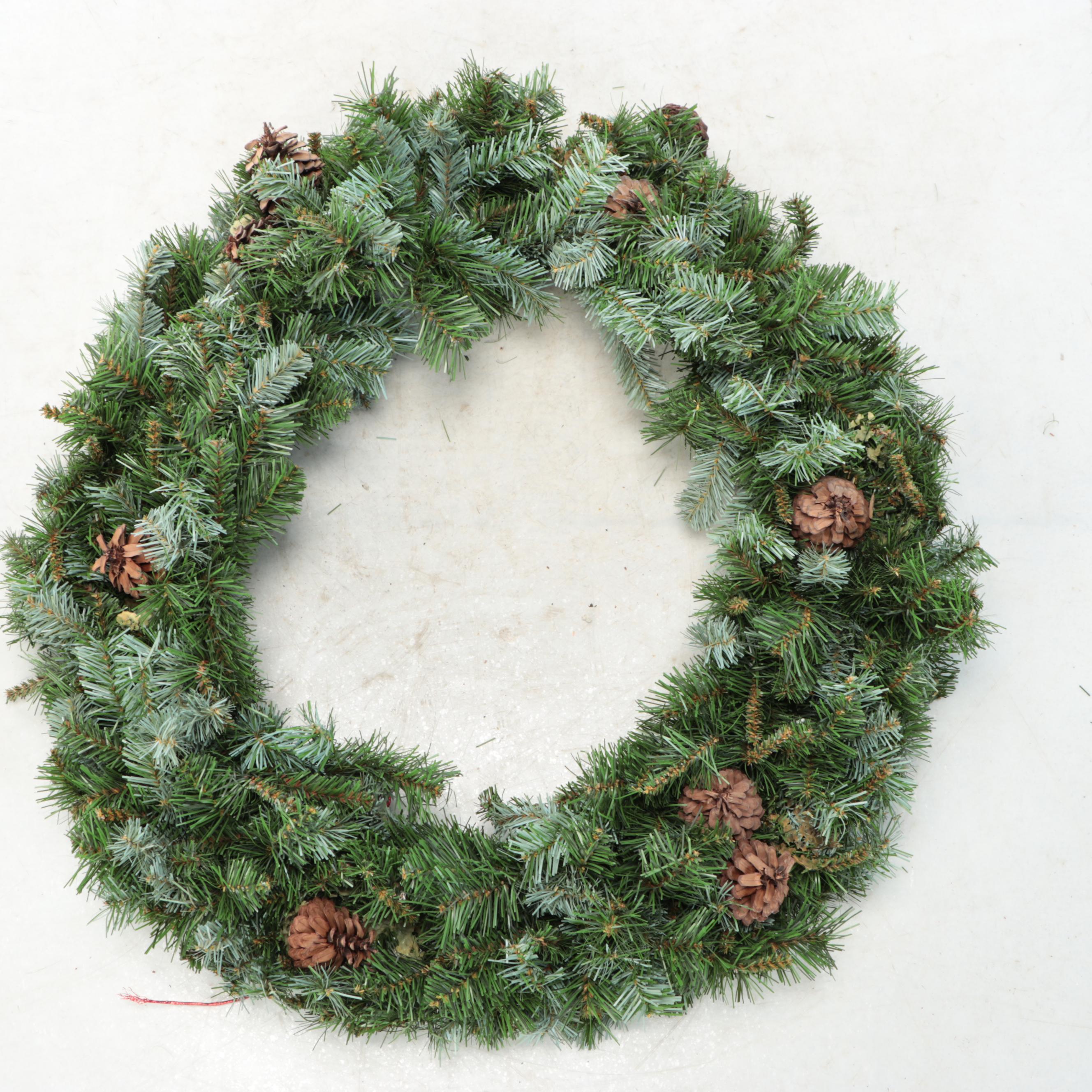 Artificial Pinecone and Bow Christmas Wreaths