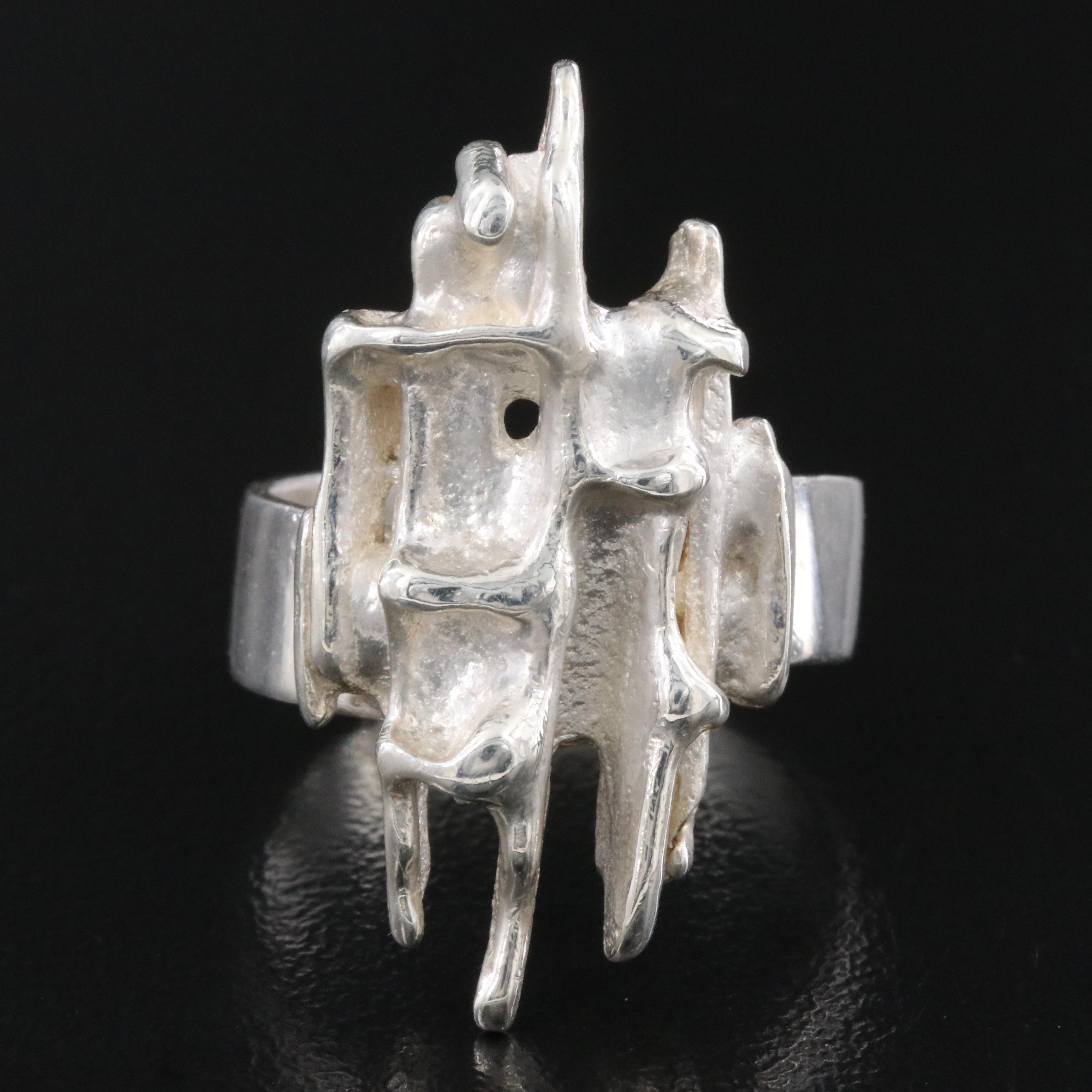 1970s British Brutalist Sterling Ring