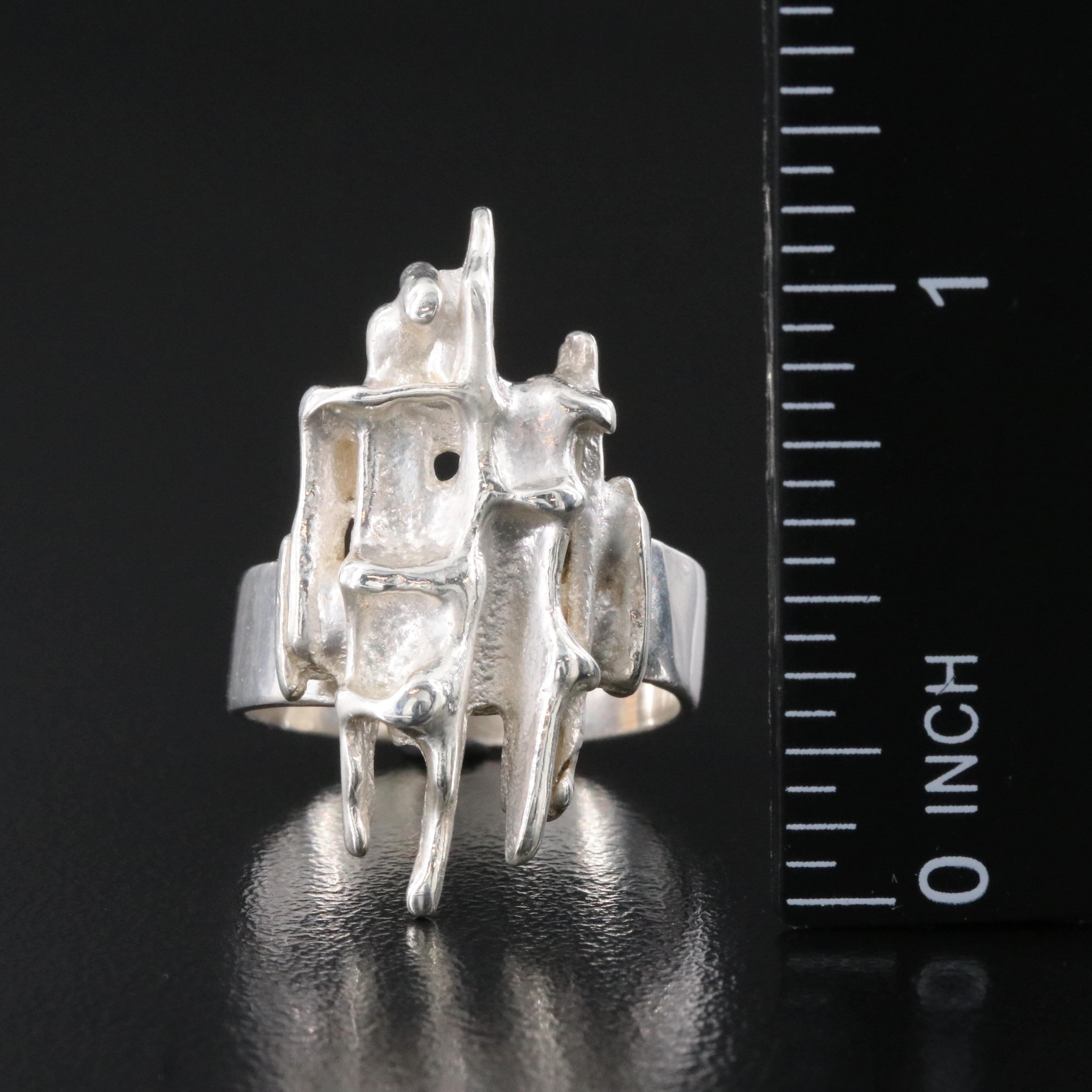 1970s British Brutalist Sterling Ring