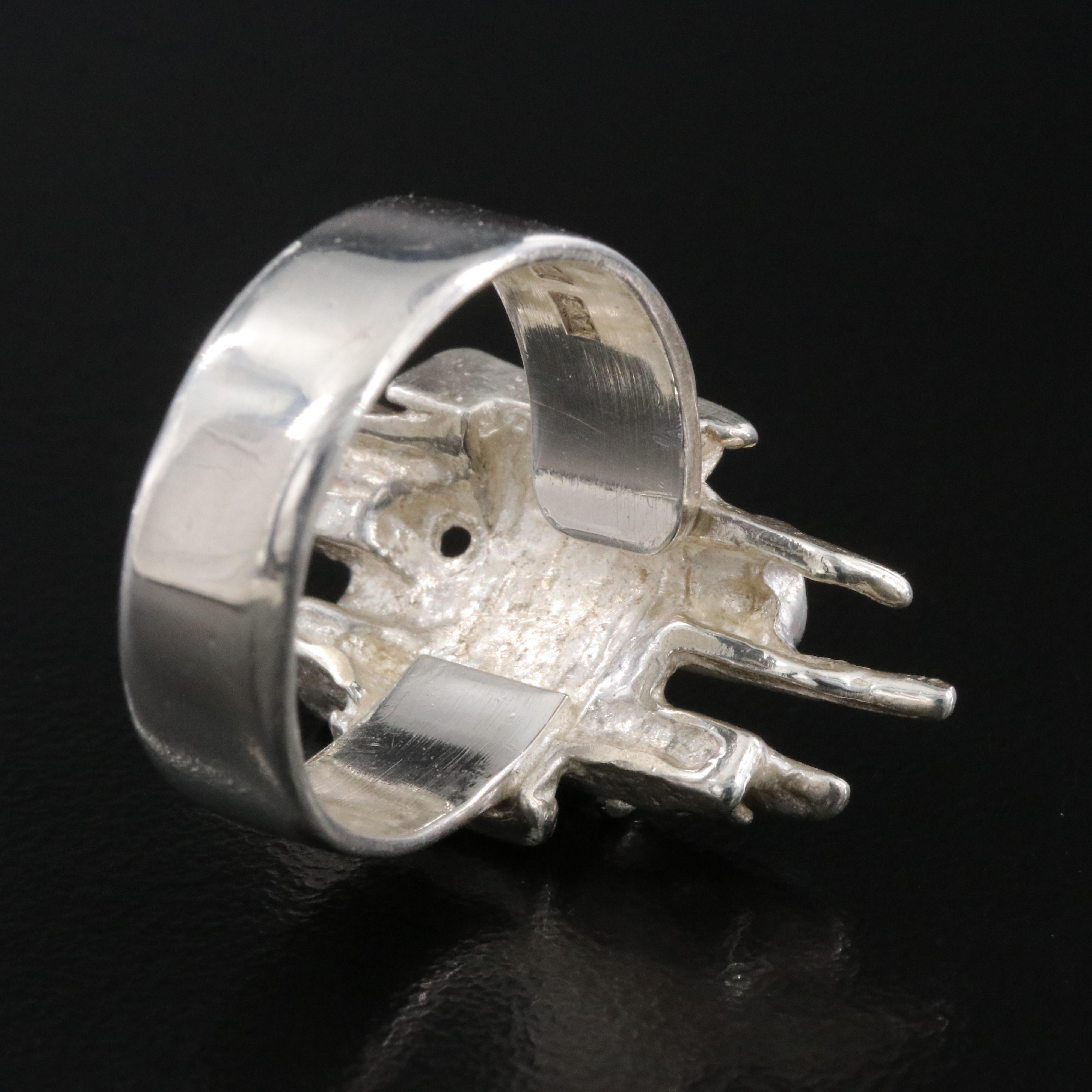 1970s British Brutalist Sterling Ring