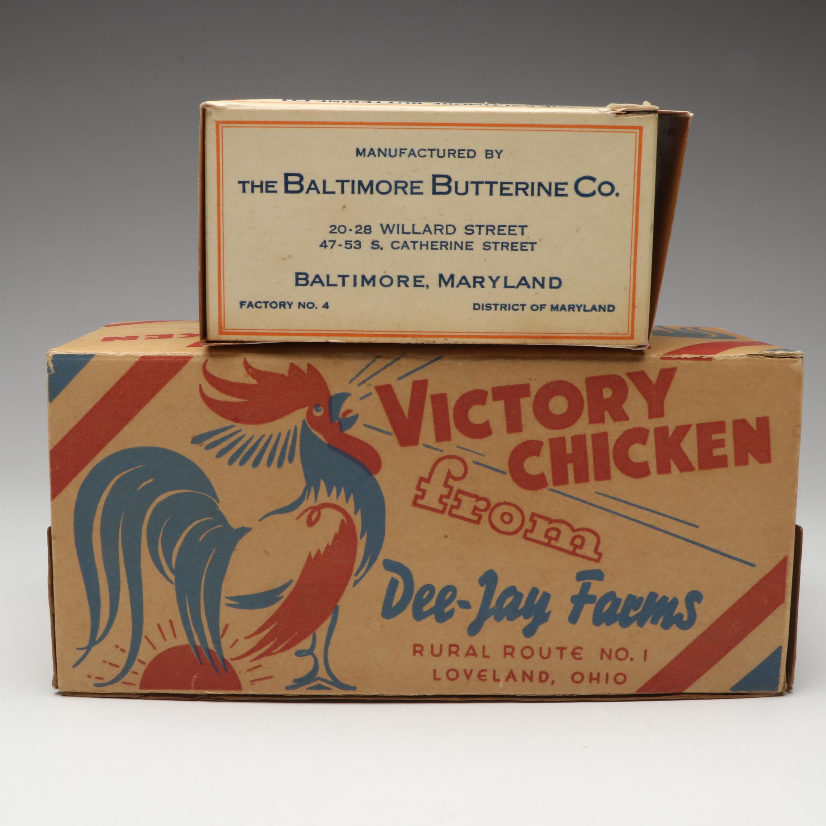 Dee-Jay Farms Victory Chicken and More Advertisements, Early to Mid-20th Century