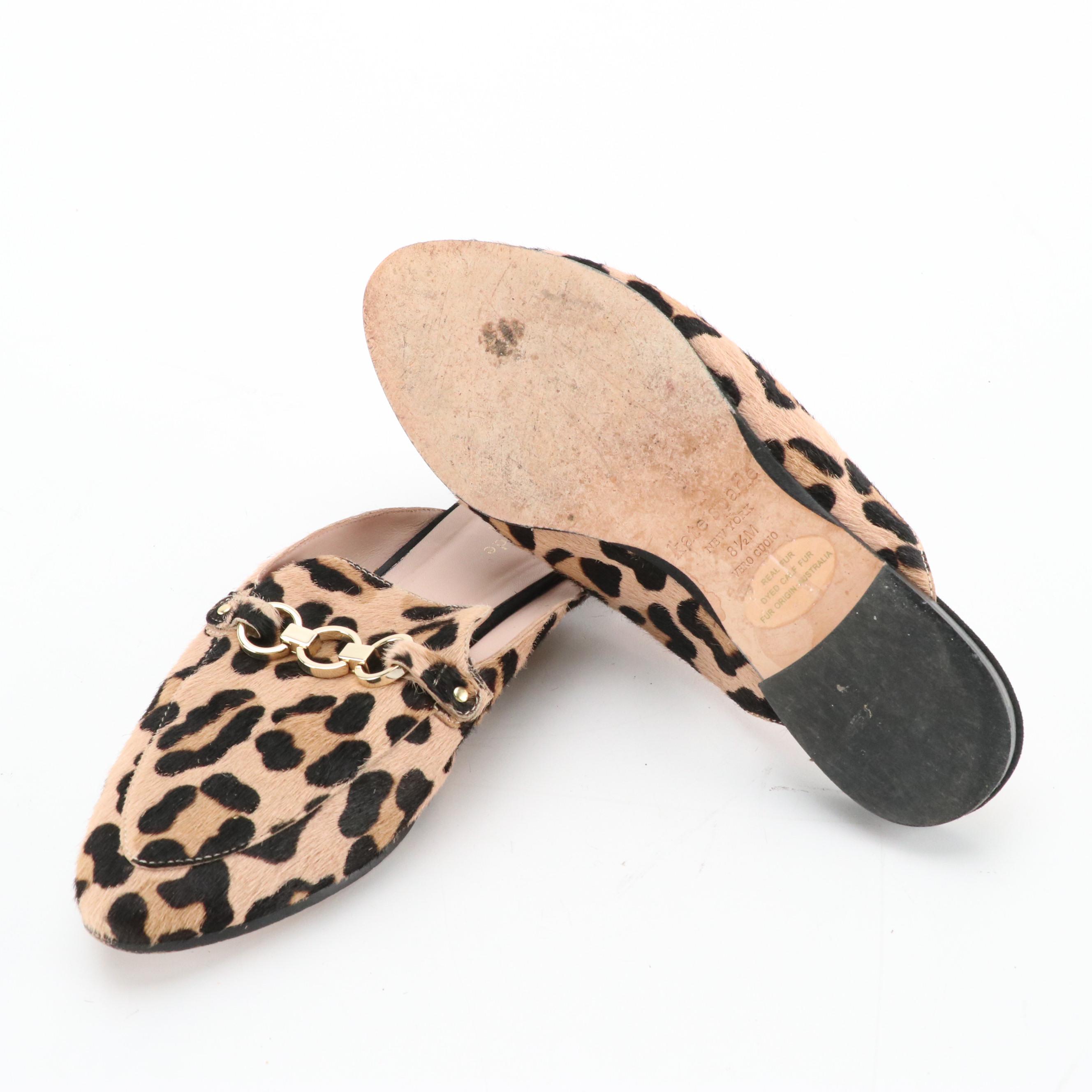 Kate Spade Ruffled Denim "Nicole" Flats and "Cece Too" Leopard Calf Hair Loafers