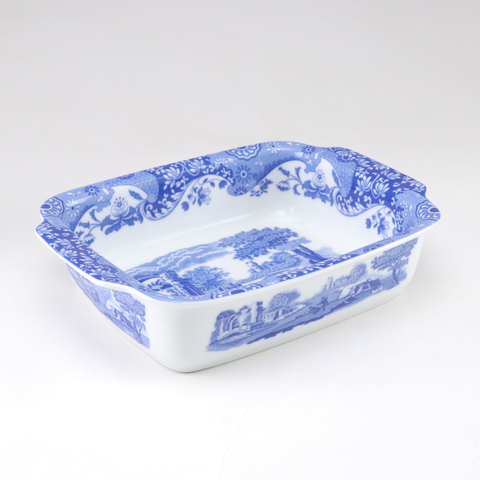 Spode "Blue Italian" Lasagne Dish, Sporvil Vase, and Lenox Holiday Platter