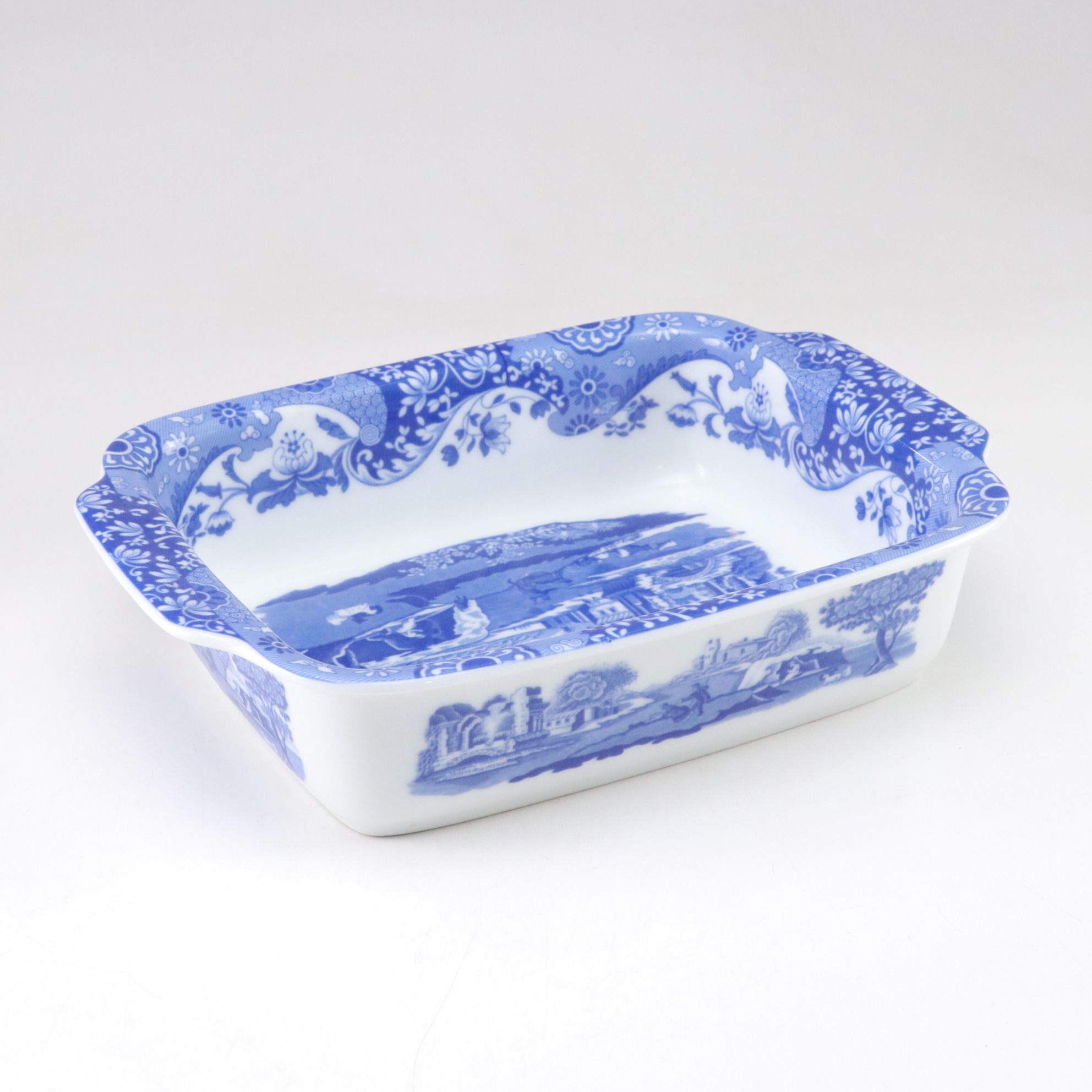 Spode "Blue Italian" Lasagne Dish, Sporvil Vase, and Lenox Holiday Platter