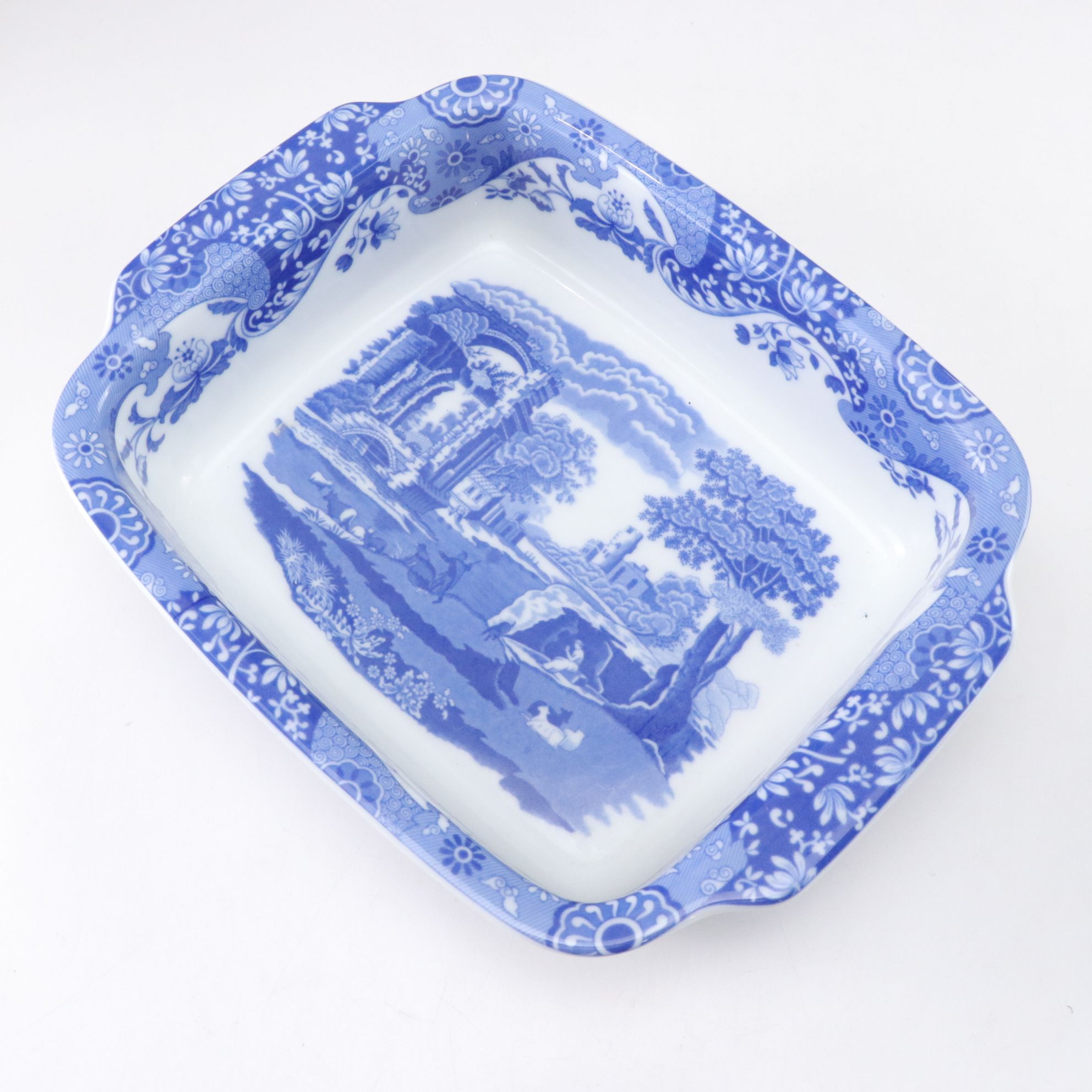 Spode "Blue Italian" Lasagne Dish, Sporvil Vase, and Lenox Holiday Platter
