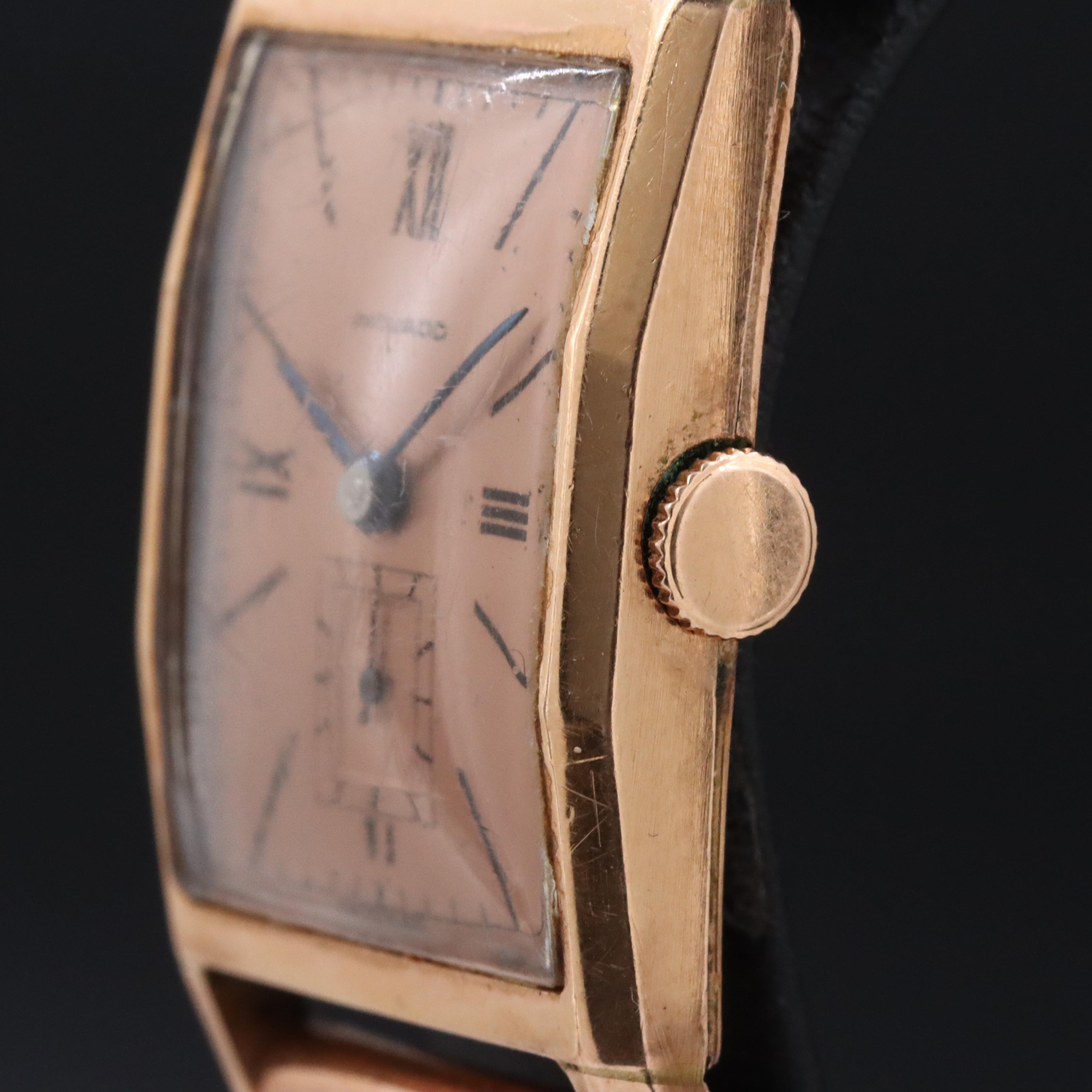 Vintage Movado Rose Tone Gold Filled Manual Wind Tank Style Watch