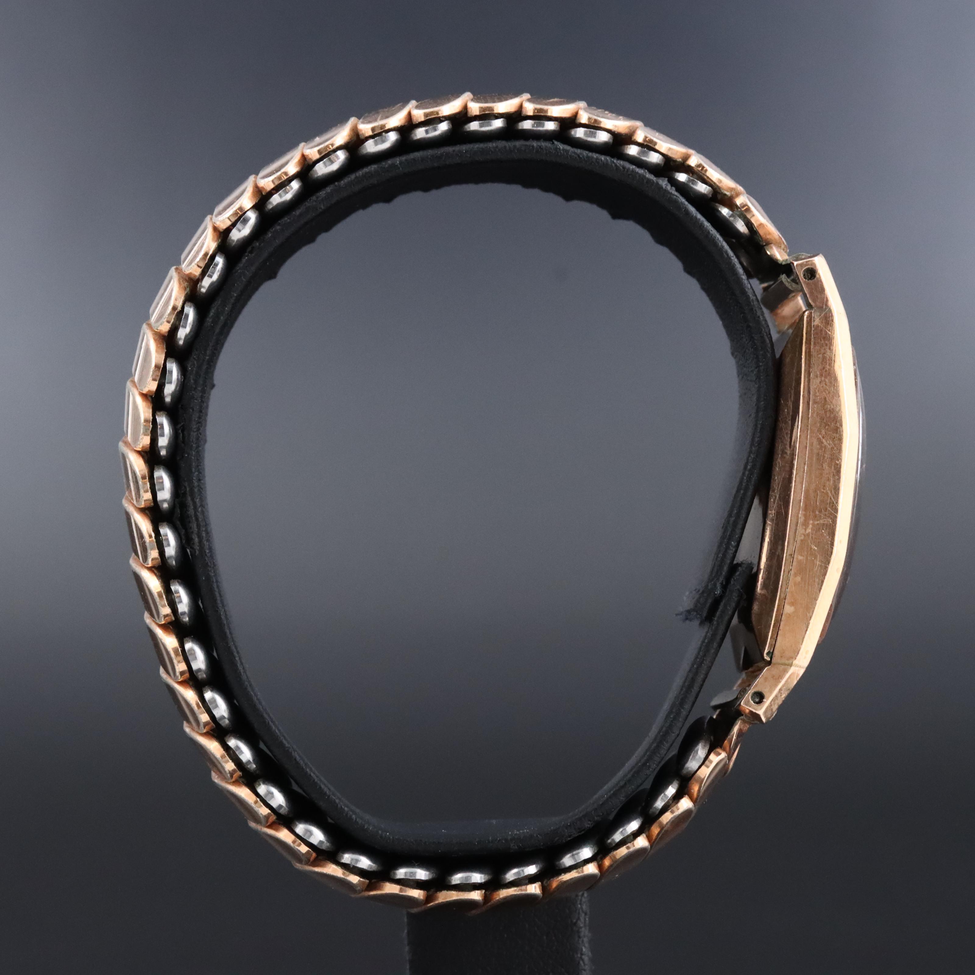 Vintage Movado Rose Tone Gold Filled Manual Wind Tank Style Watch