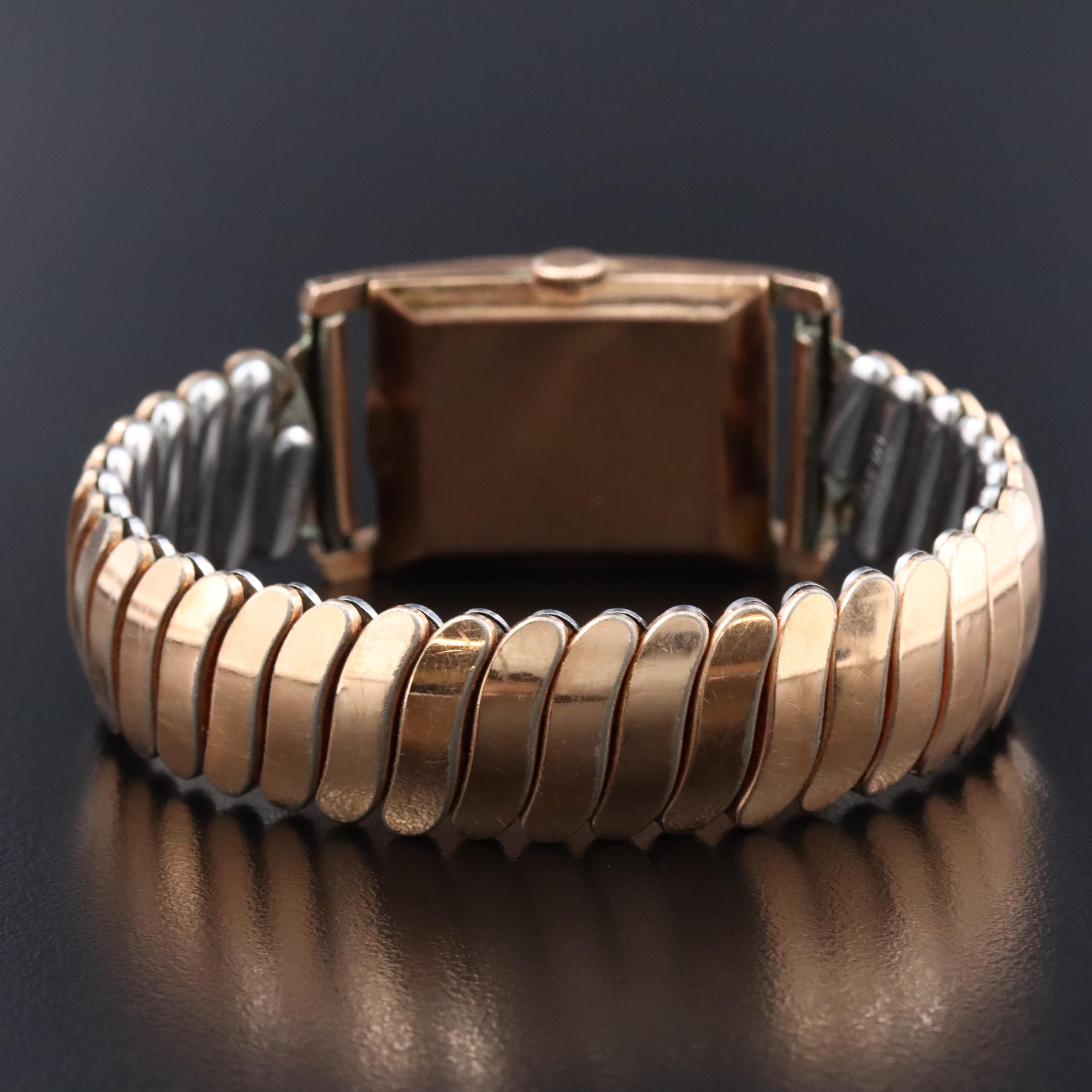 Vintage Movado Rose Tone Gold Filled Manual Wind Tank Style Watch