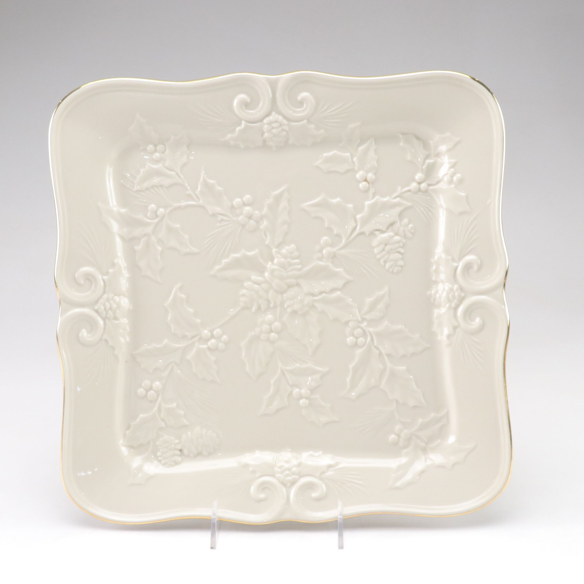 Spode "Blue Italian" Lasagne Dish, Sporvil Vase, and Lenox Holiday Platter