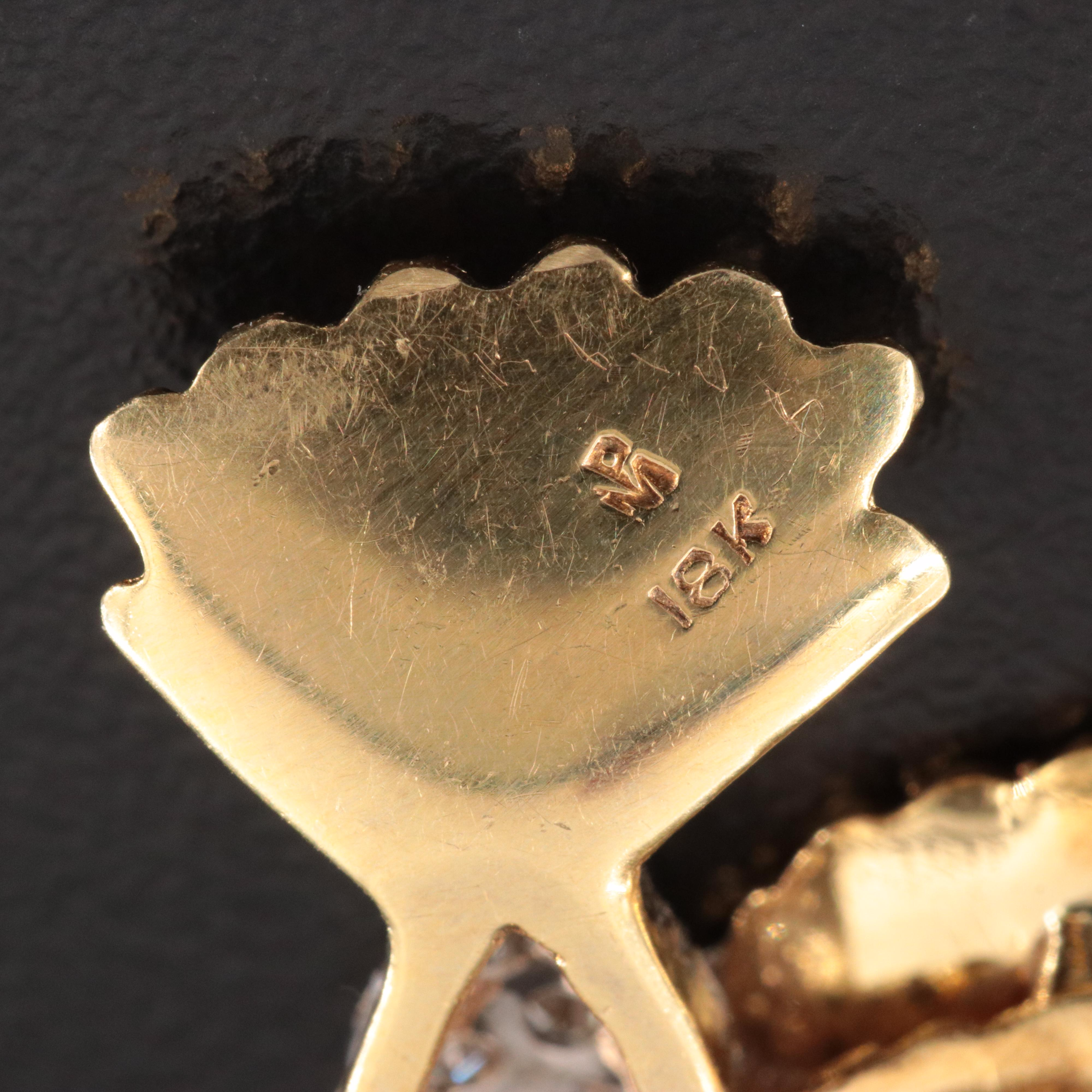 18K 0.50 CTW Diamond and Emerald Hummingbird Brooch