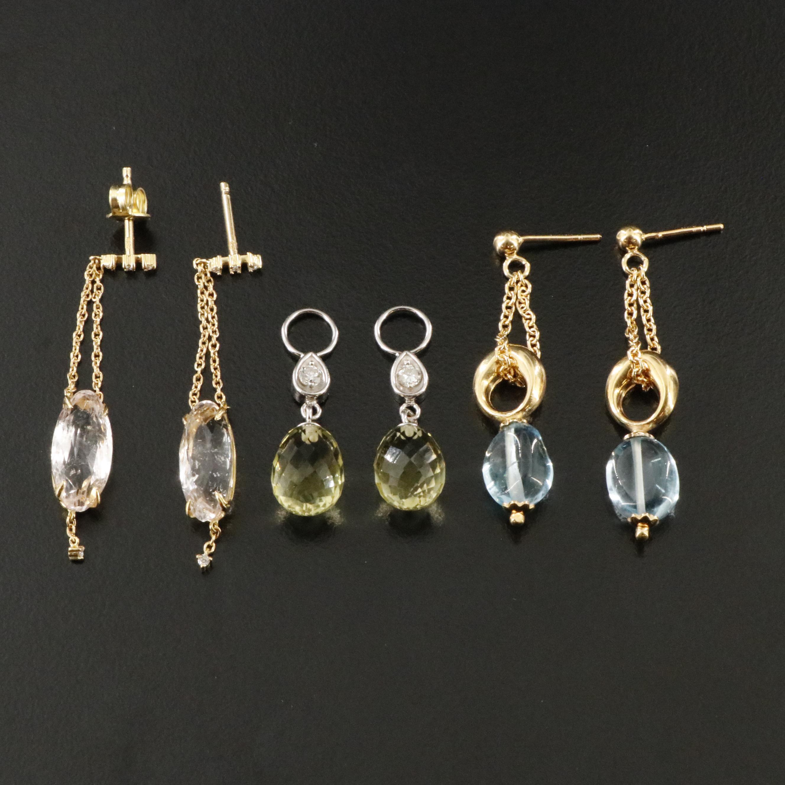 18K (Navette) Earrings and 14K Earrings and Enhancers Featuring Citrine