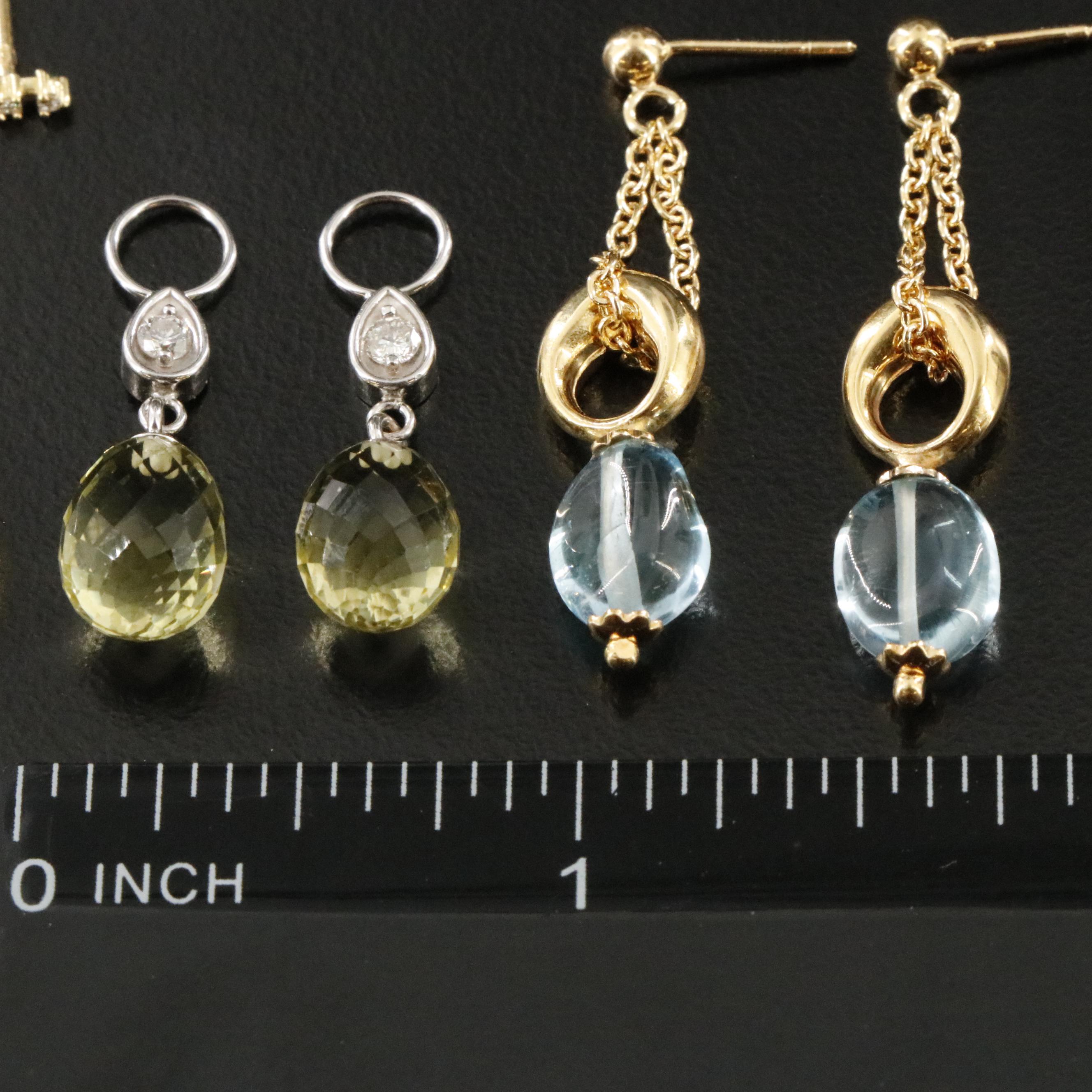 18K (Navette) Earrings and 14K Earrings and Enhancers Featuring Citrine