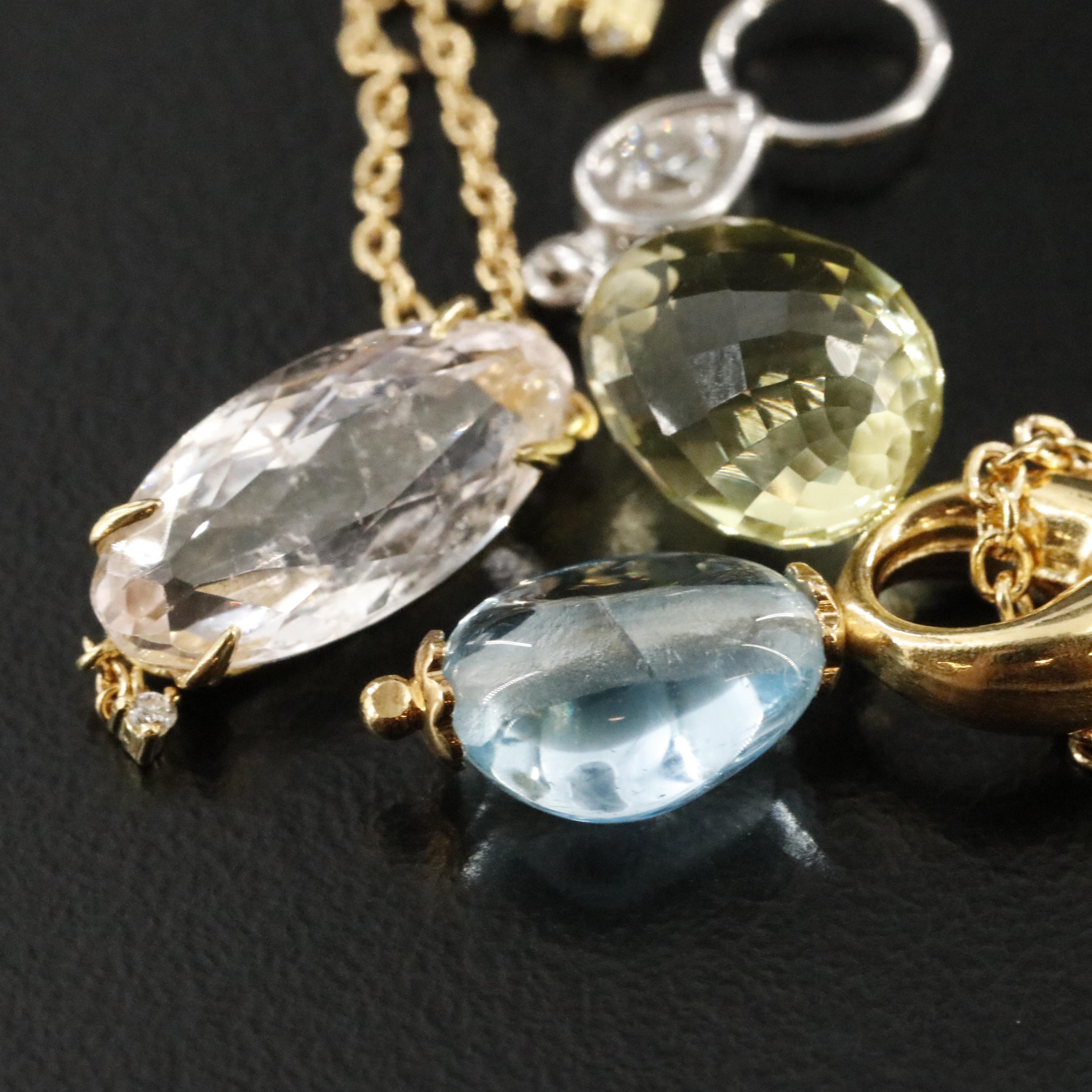 18K (Navette) Earrings and 14K Earrings and Enhancers Featuring Citrine