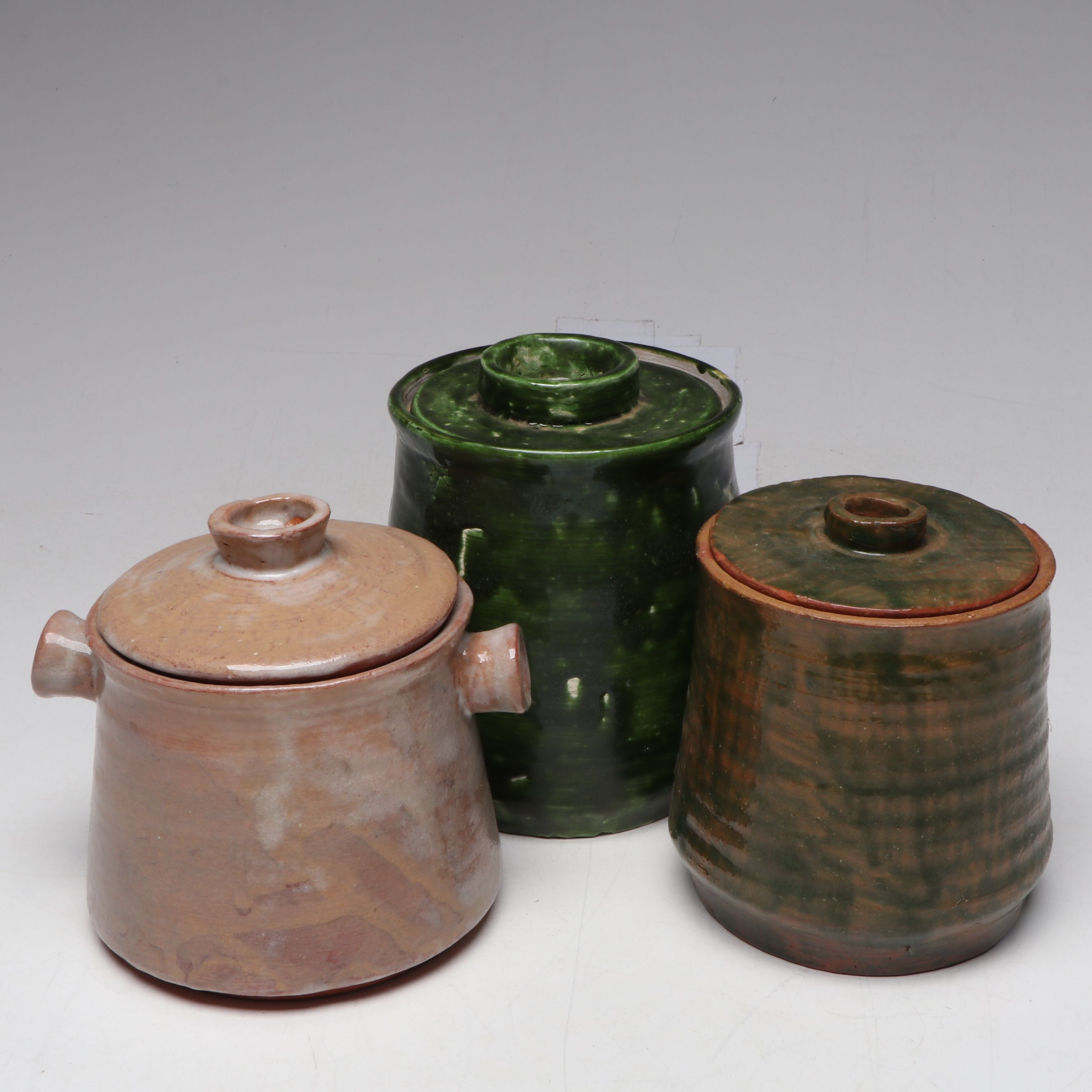 Lutz Art Pottery Ceramic Lidded Jars