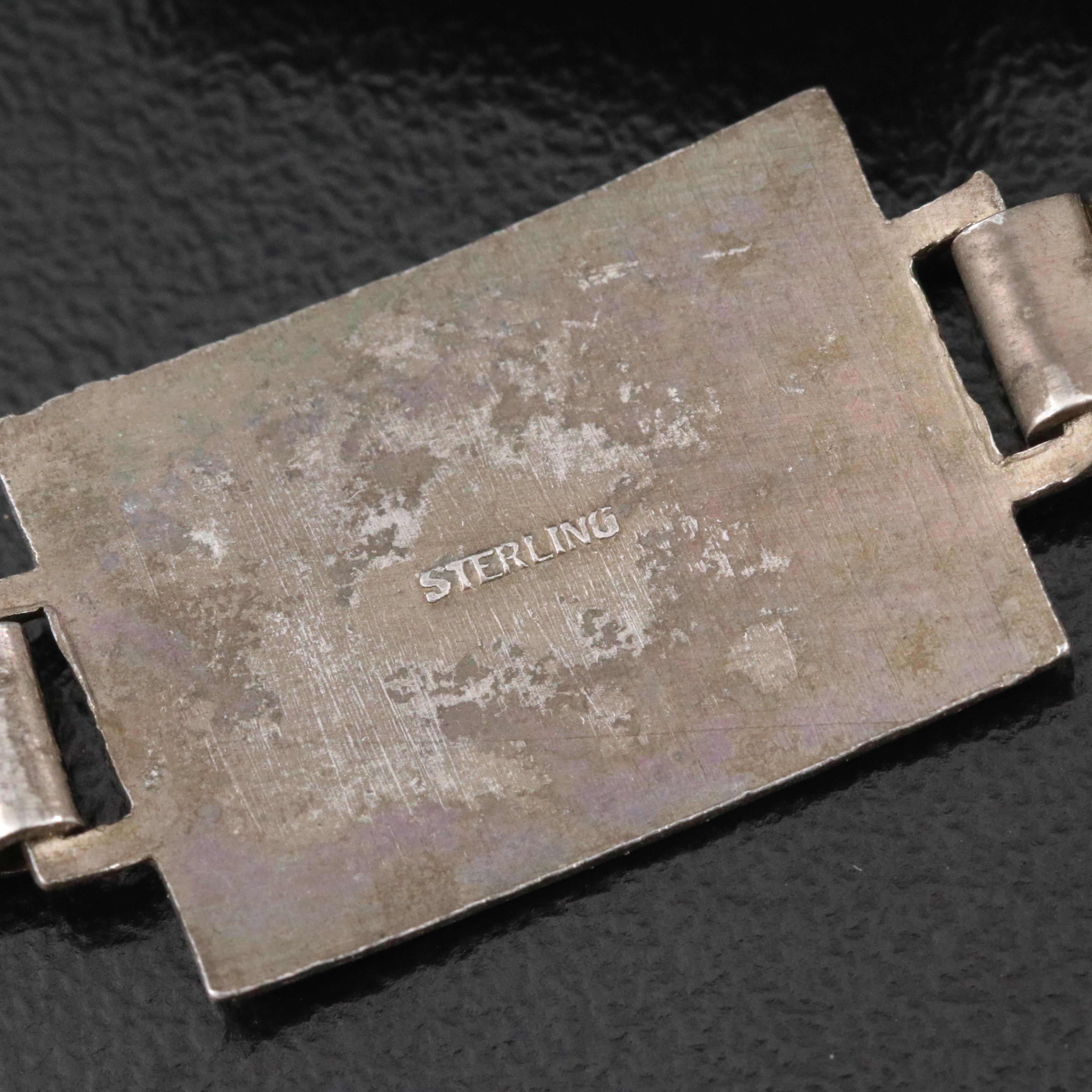 Vintage Sterling World War II Allied Forces Enameled Flag Panel Bracelet