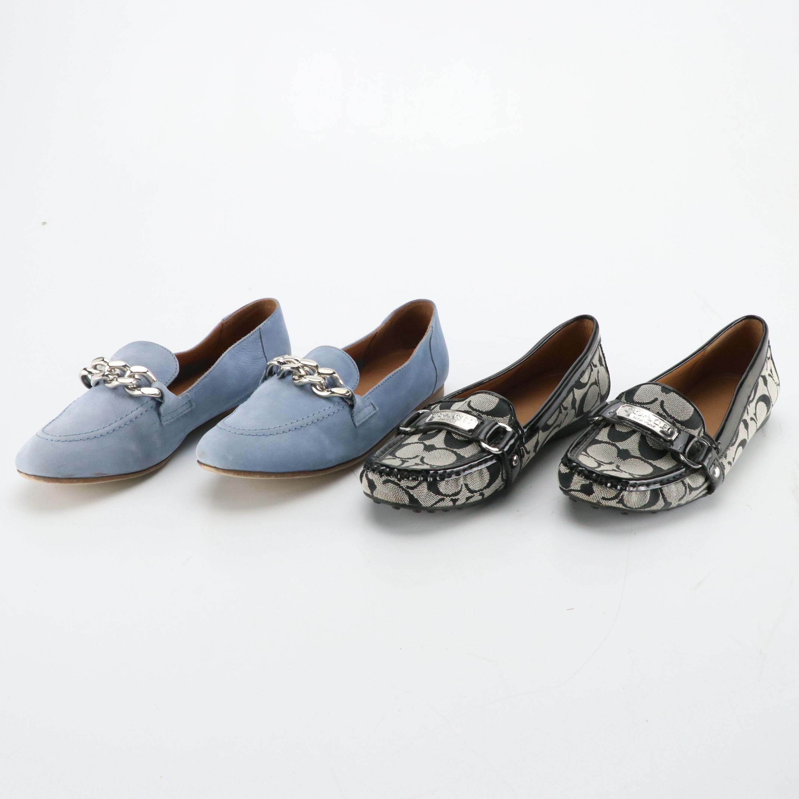 Coach "Felisha" Signature Canvas Loafers, Donald Pliner "Balinda" Chain Loafers