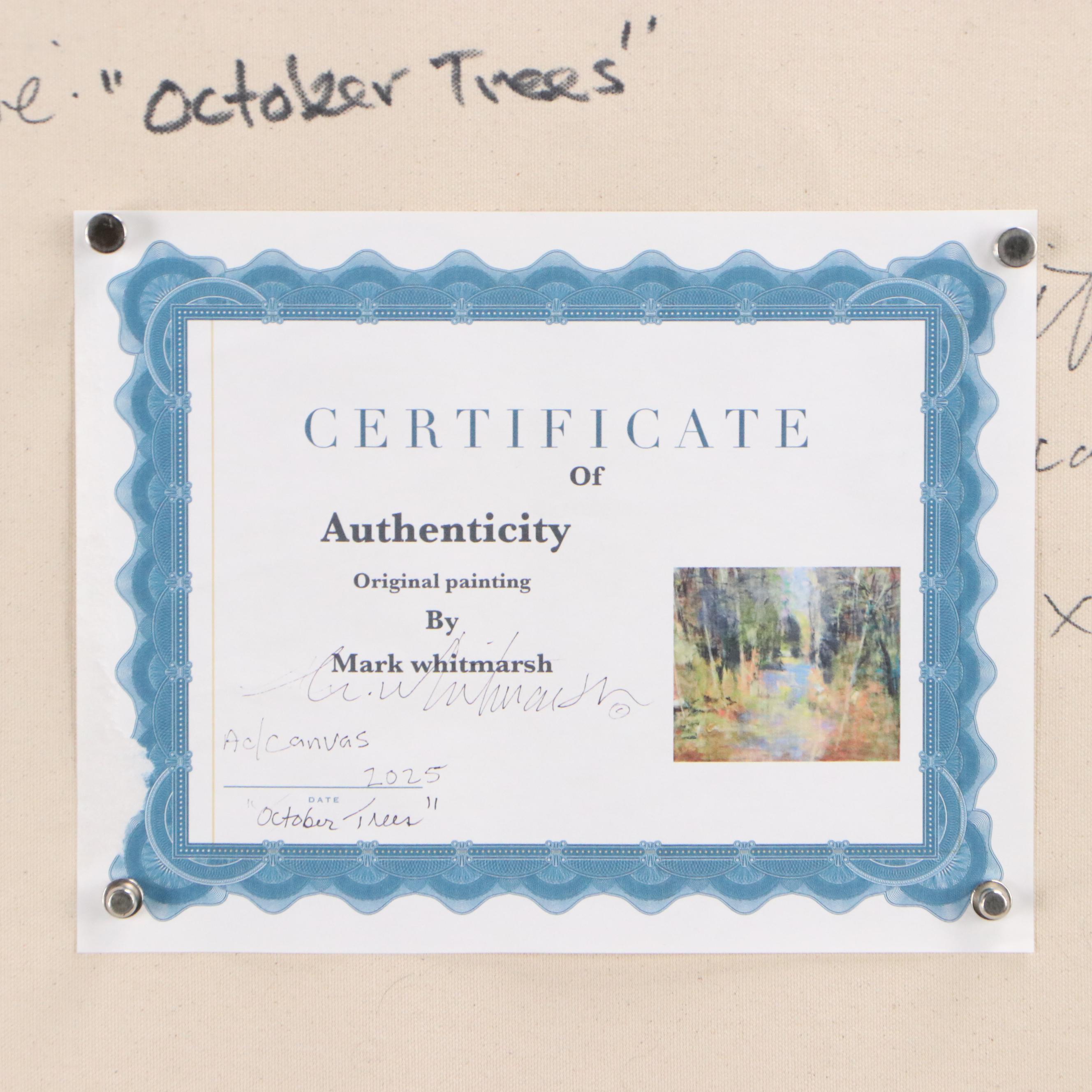 Mark Whitmarsh Landscape Acrylic Painting "October Trees," 2025