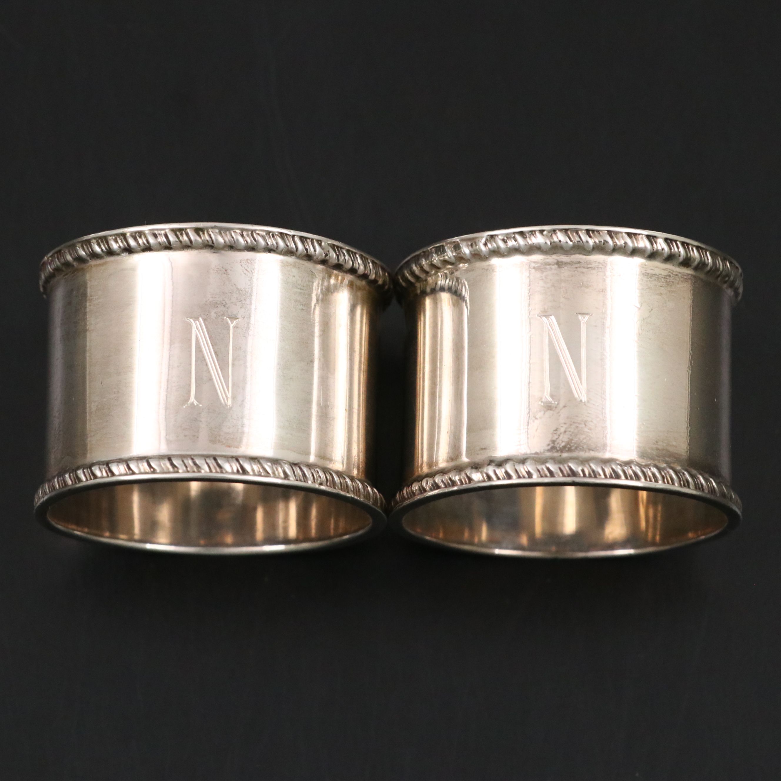 Goldsmiths & Silversmiths Co Ltd English Sterling Silver Napkin Rings, 1912