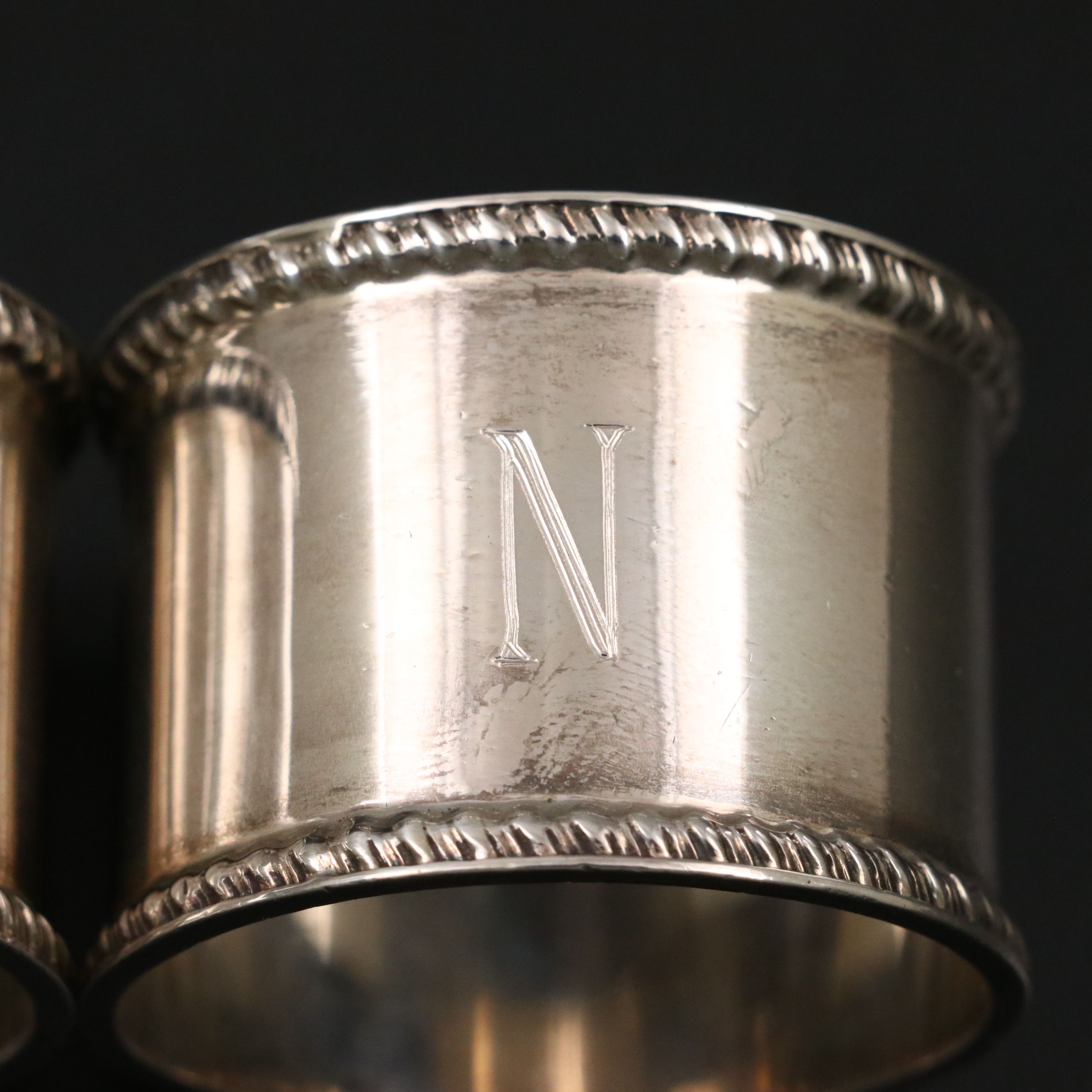 Goldsmiths & Silversmiths Co Ltd English Sterling Silver Napkin Rings, 1912