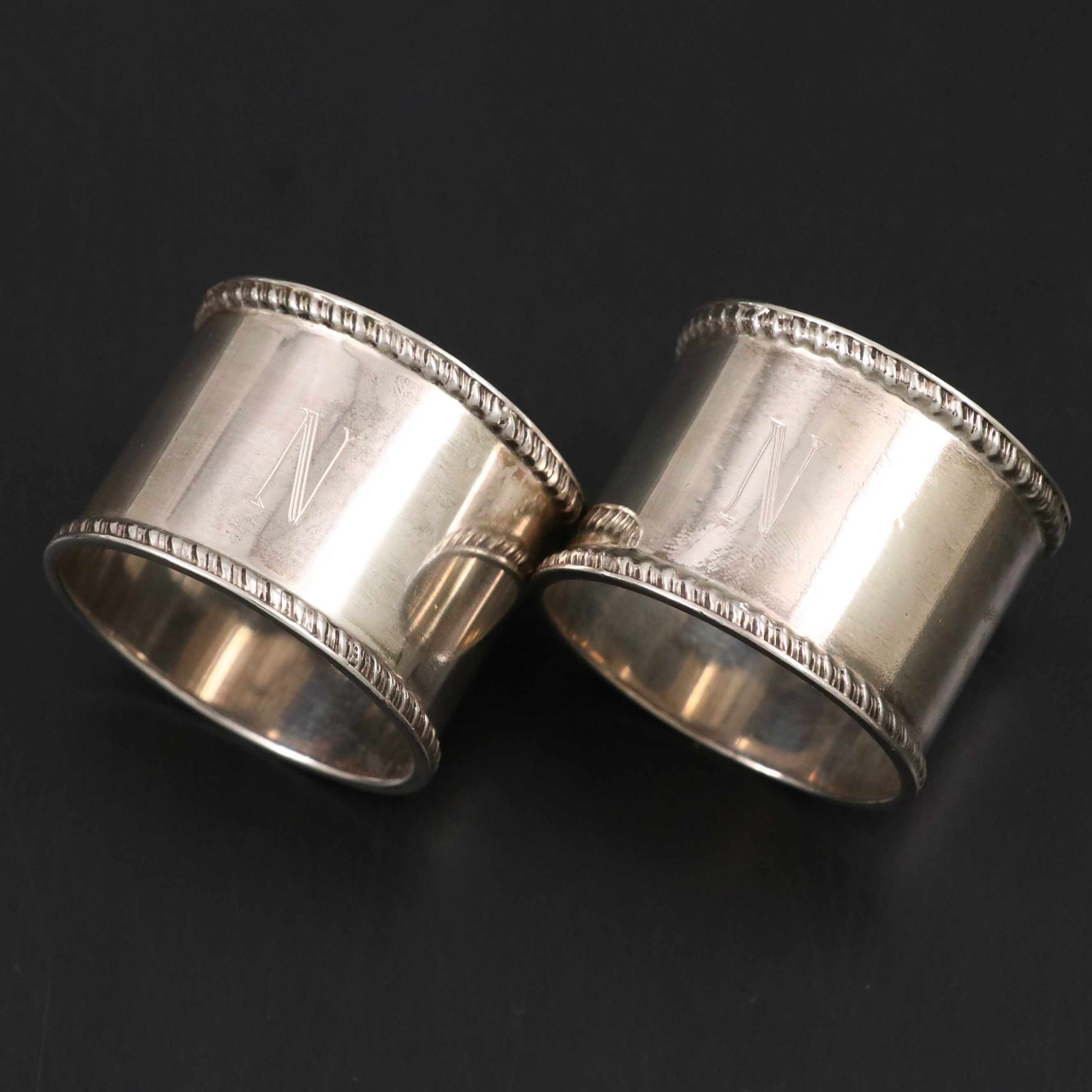 Goldsmiths & Silversmiths Co Ltd English Sterling Silver Napkin Rings, 1912