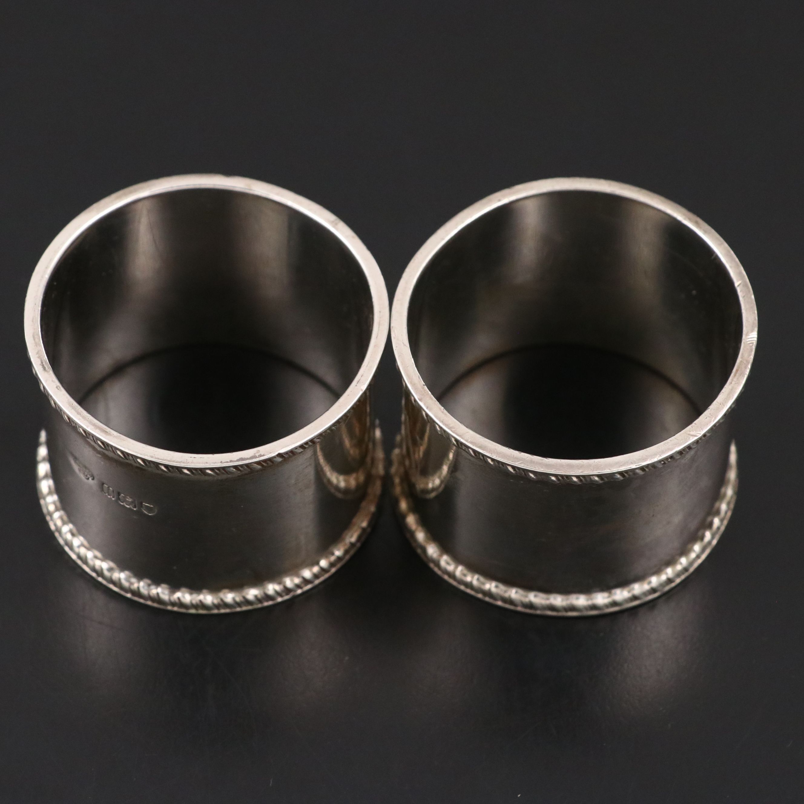 Goldsmiths & Silversmiths Co Ltd English Sterling Silver Napkin Rings, 1912
