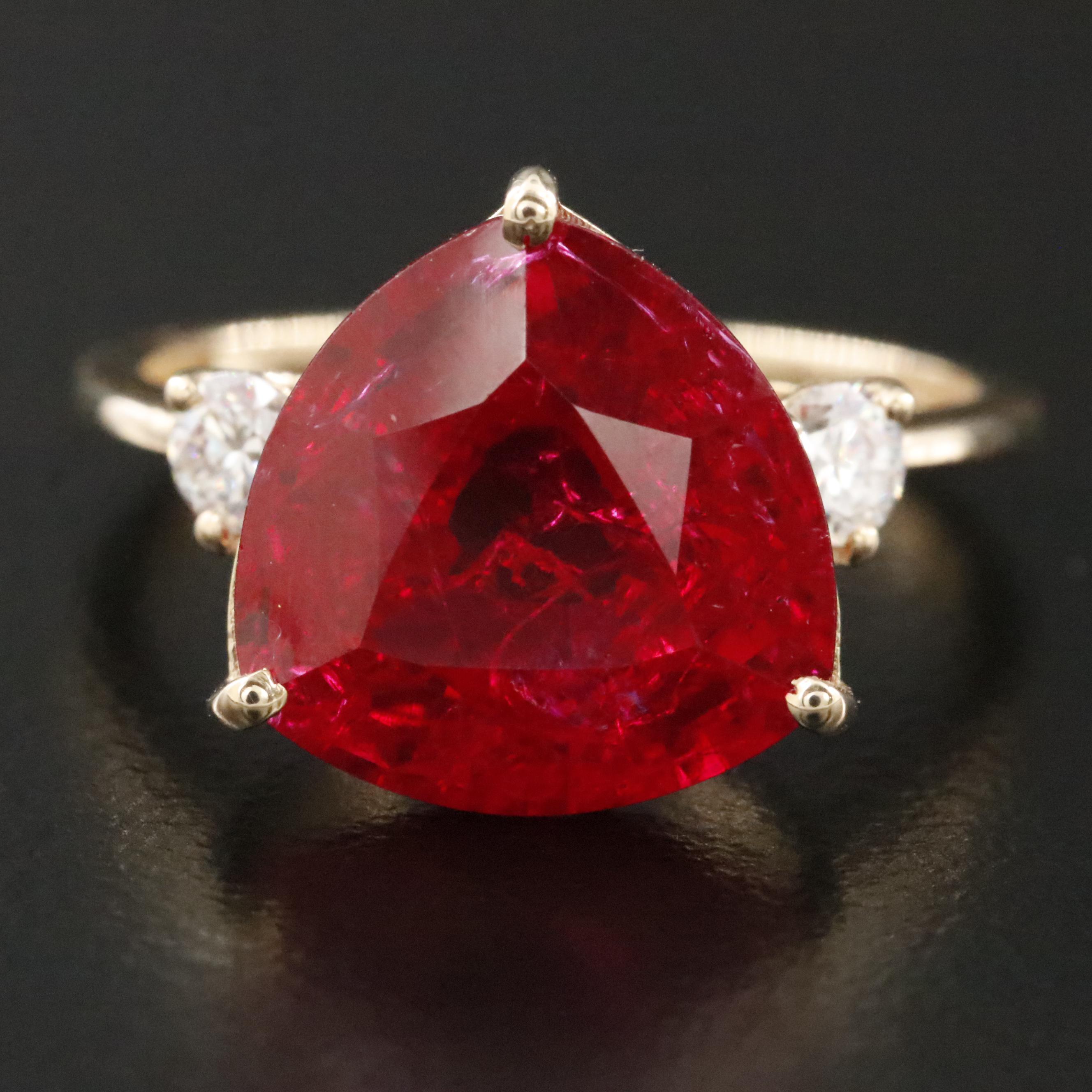 14K Ruby and Moissanite Ring